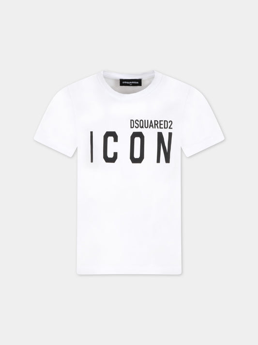 T-shirt bianca per bambini con logo,Dsquared2,DQ048S D002F DQ100
