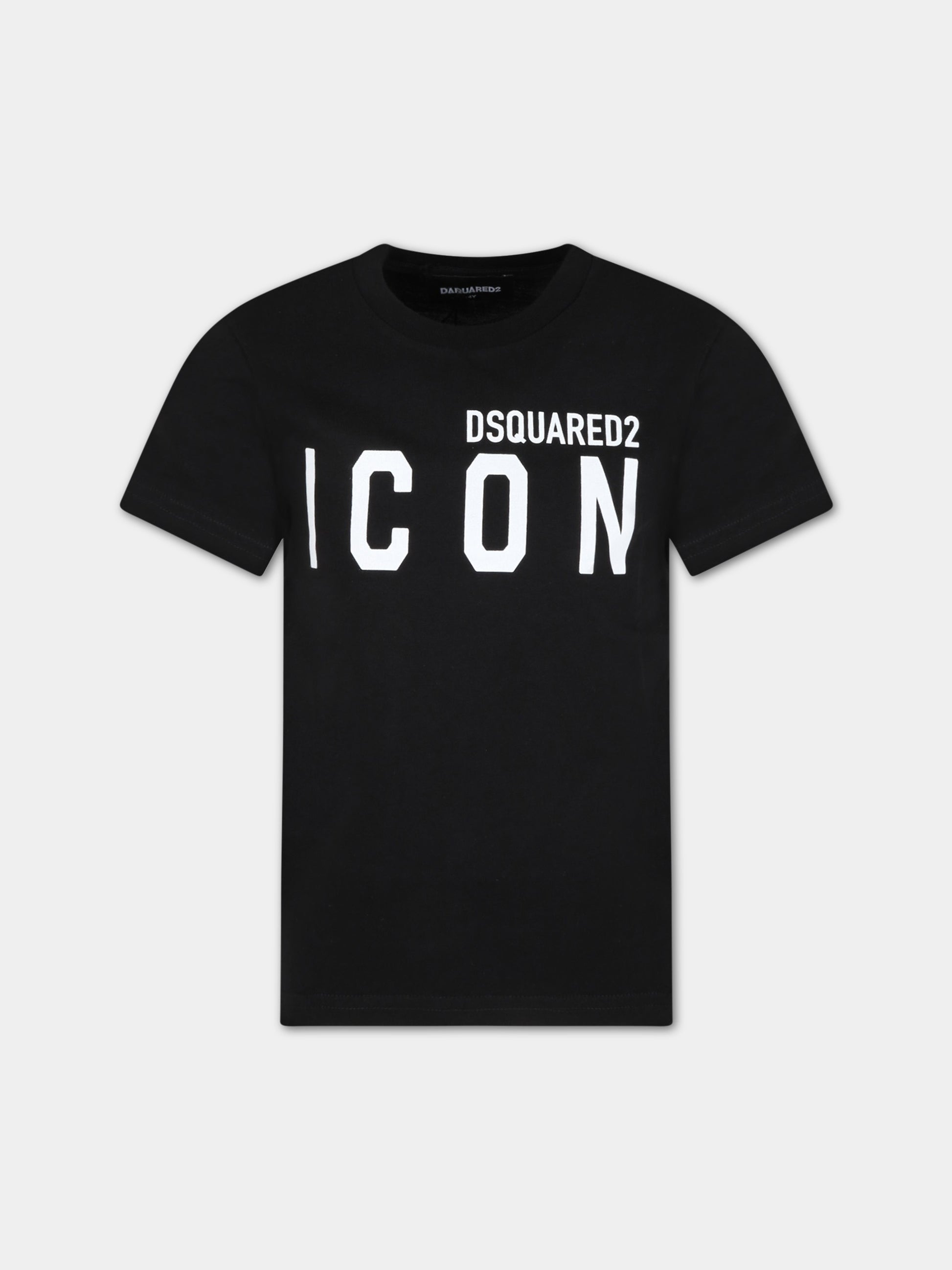 T-shirt nera per bambini con logo,Dsquared2,DQ048S D002F DQ900
