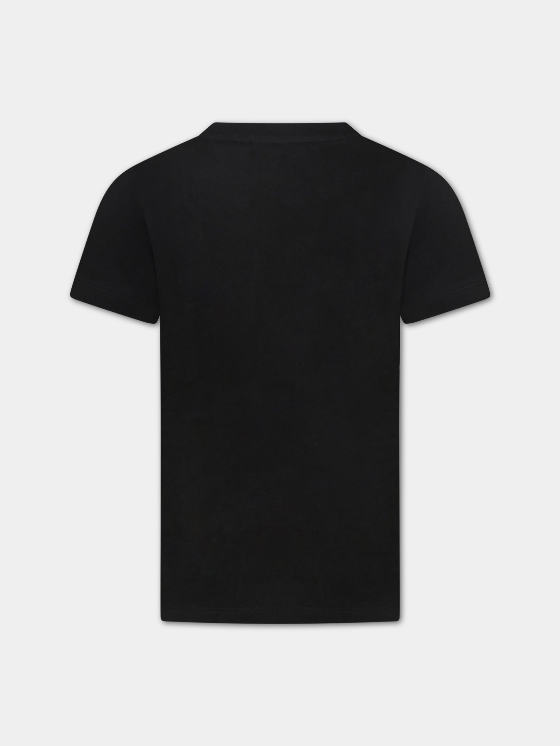 T-shirt nera per bambini con logo bianco,Balmain Kids,6Q8541 J0126 930