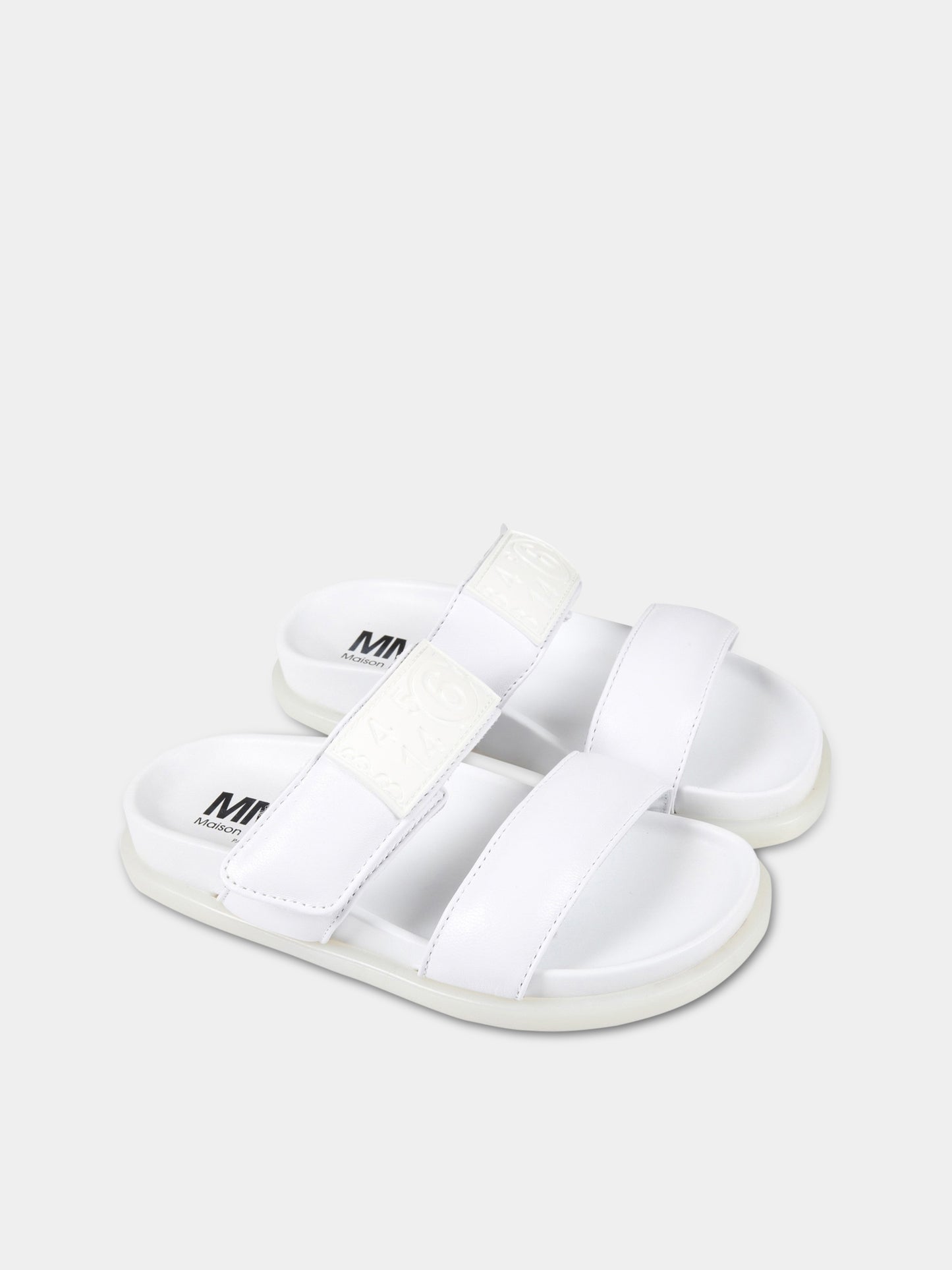 Sandali bianchi per bambini con logo impresso,Mm6 Maison Margiela,70323 3