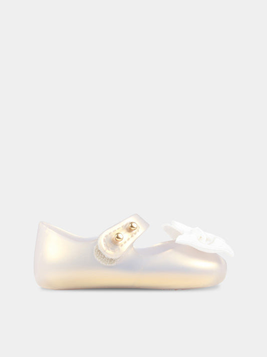 Ballerine bianche per neonata con fiocco,Mini Melissa,31525 53464