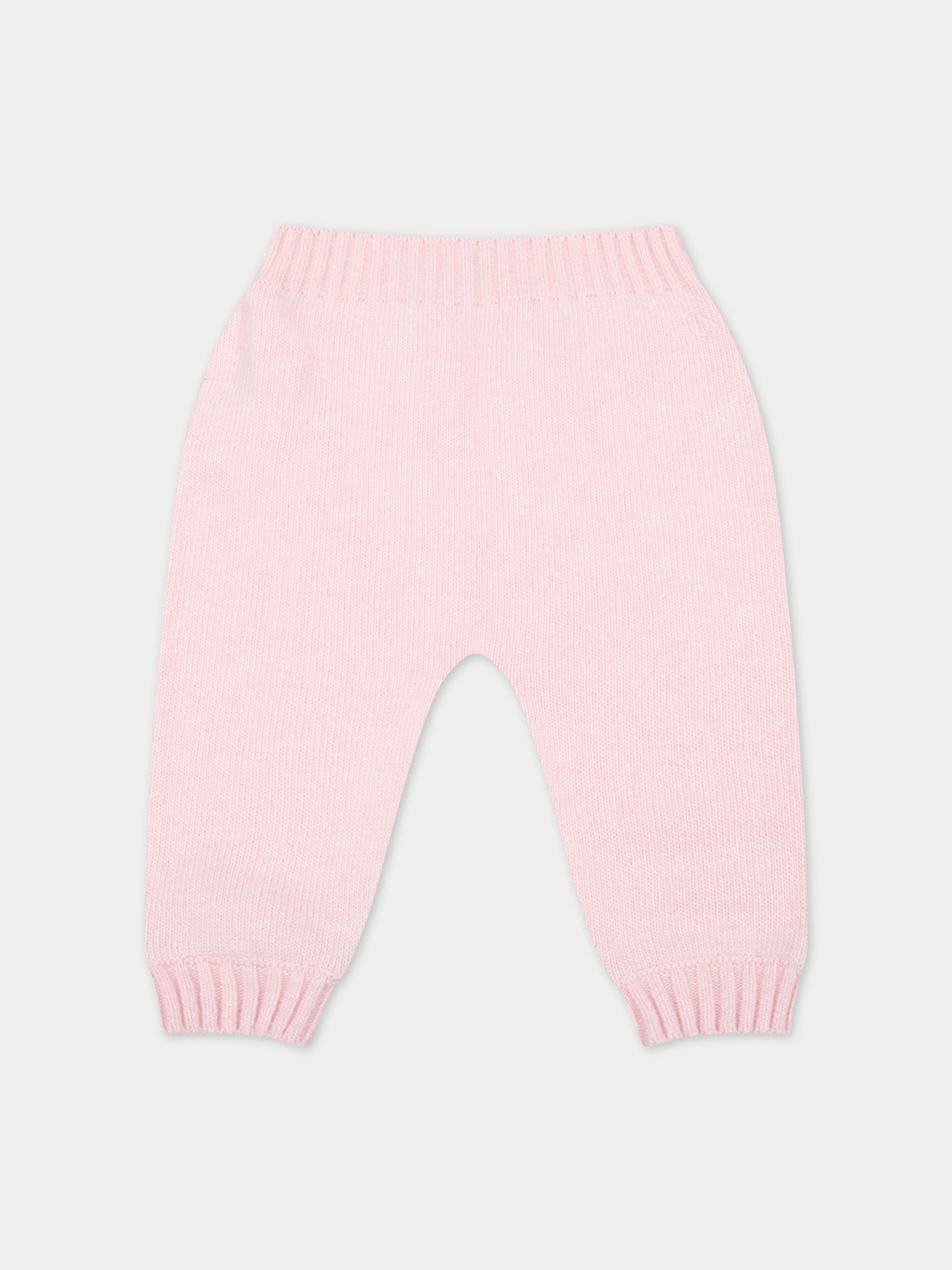 Pantaloni rosa per neonata con logo bianco,Palm Angels,PGXQ001F22KNI0013301