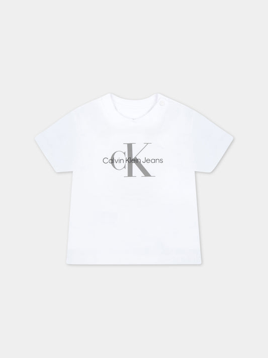 T-shirt bianca per neonati con loghi,Calvin Klein Kids,CKIN0IN00001 IN0IN00001 YAF