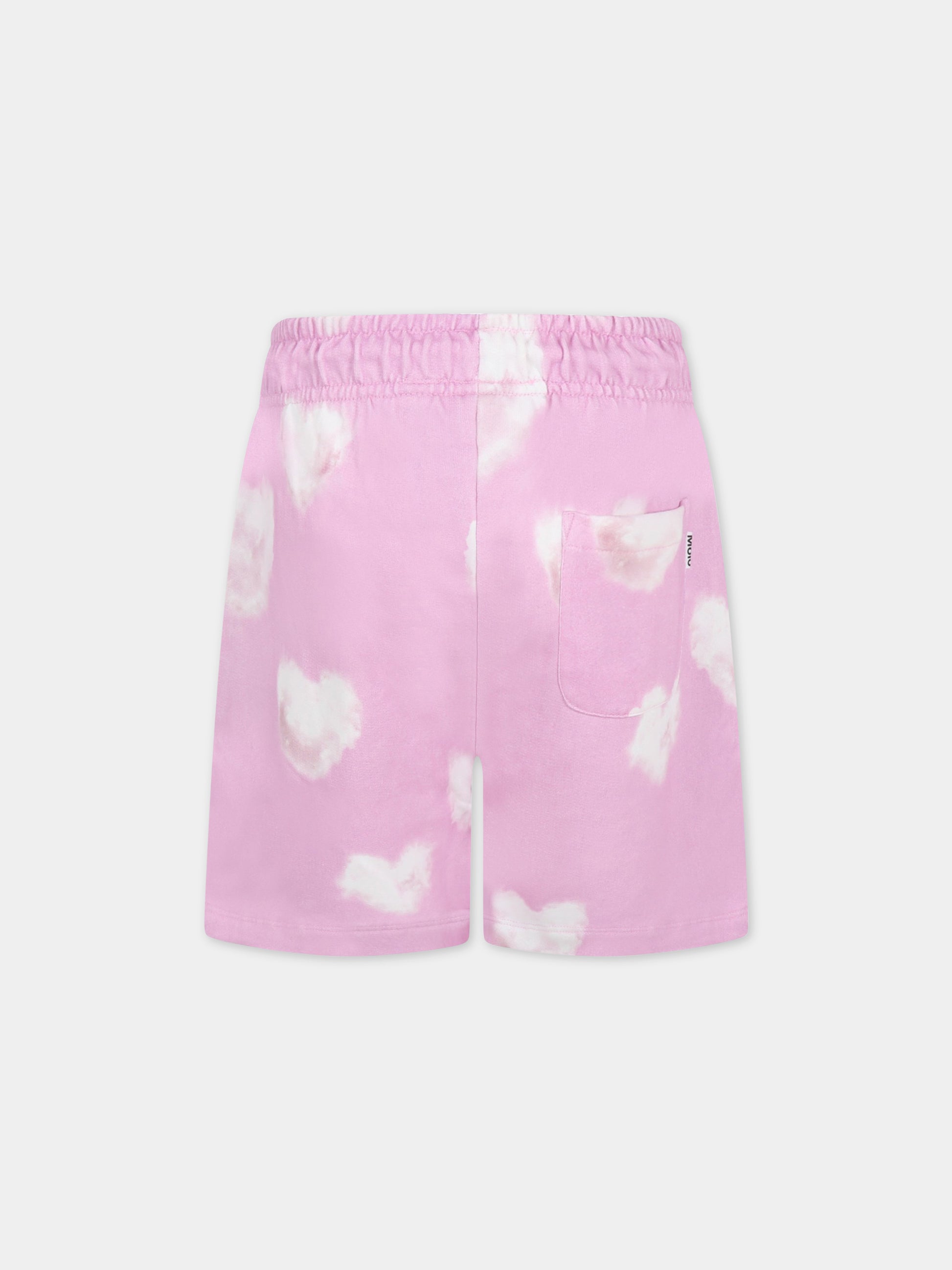 Shorts rosa per bambini con iconiche nuvole bianche,Rainbow Clouds,ADIAN 6705