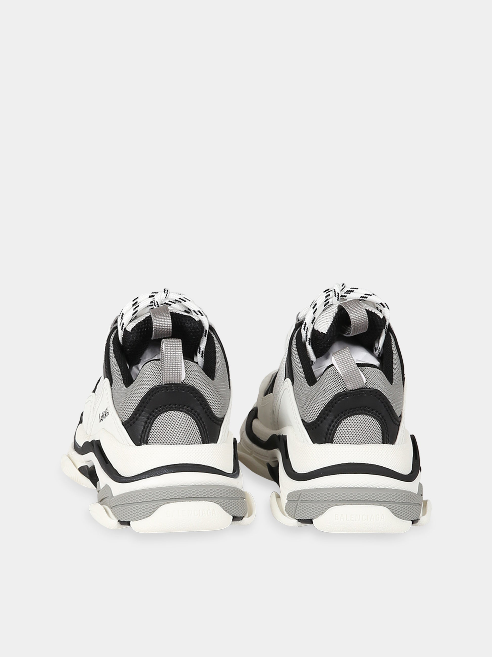 Sneakers bianche Triple S per bambini con logo nero,Balenciaga,654251 W2CA8 1112