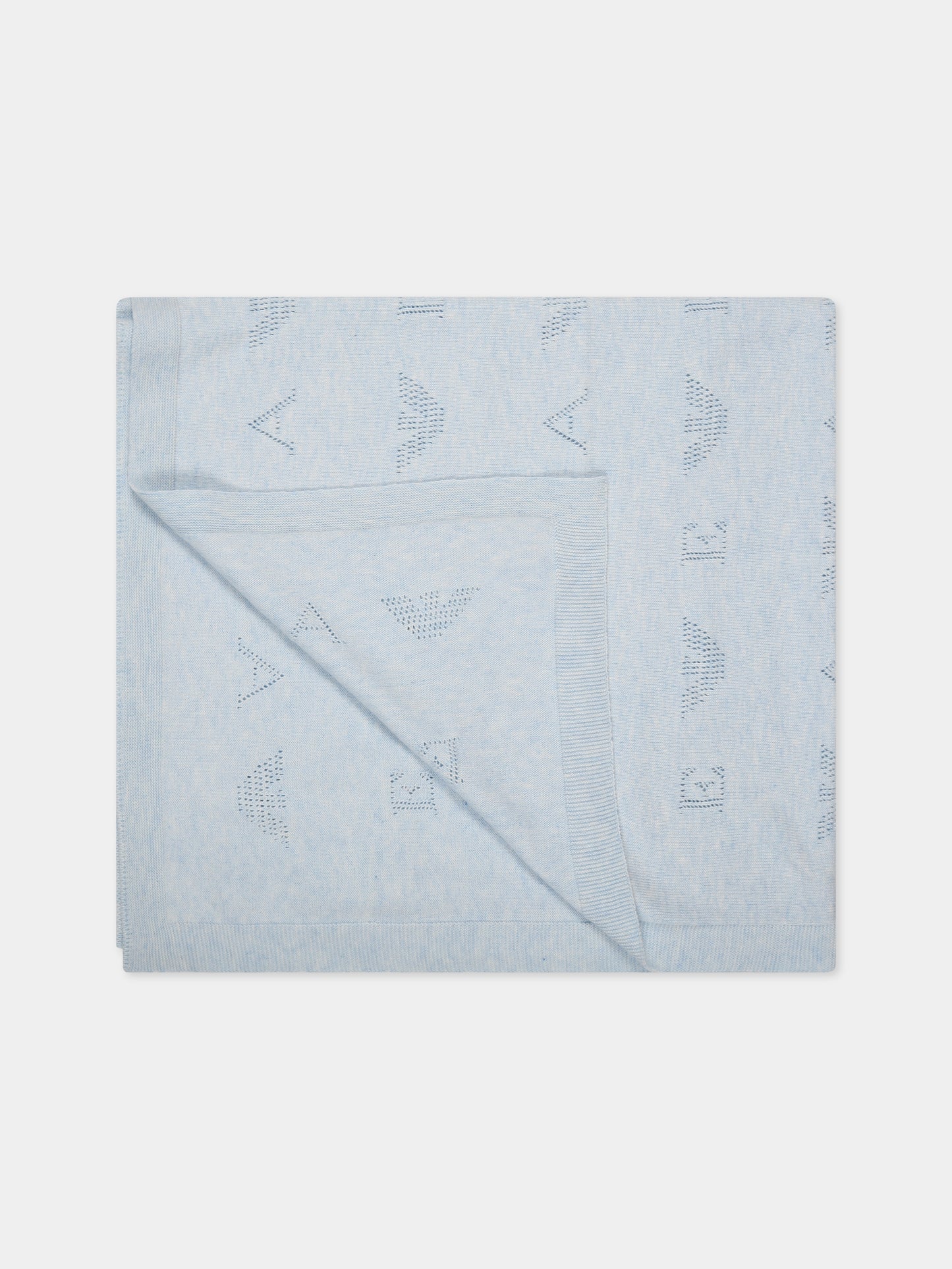 Coperta celeste per neonato con logo e iconico aquilotto,Armani Junior,3RN850 NM04Z 0736