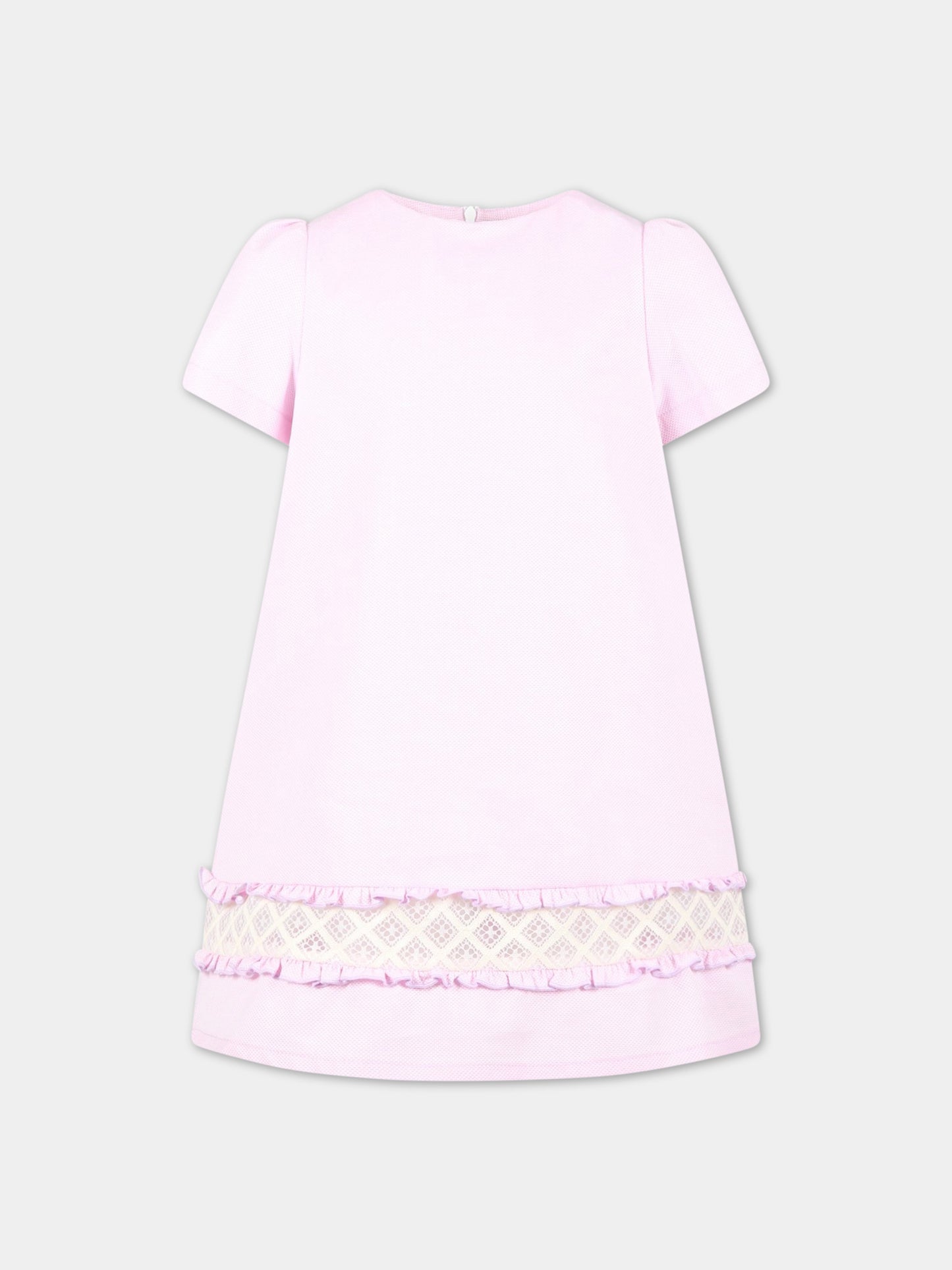 Vestito rosa per bambina con dettagli in pizzo,Simonetta,SS1A01 P0217 522