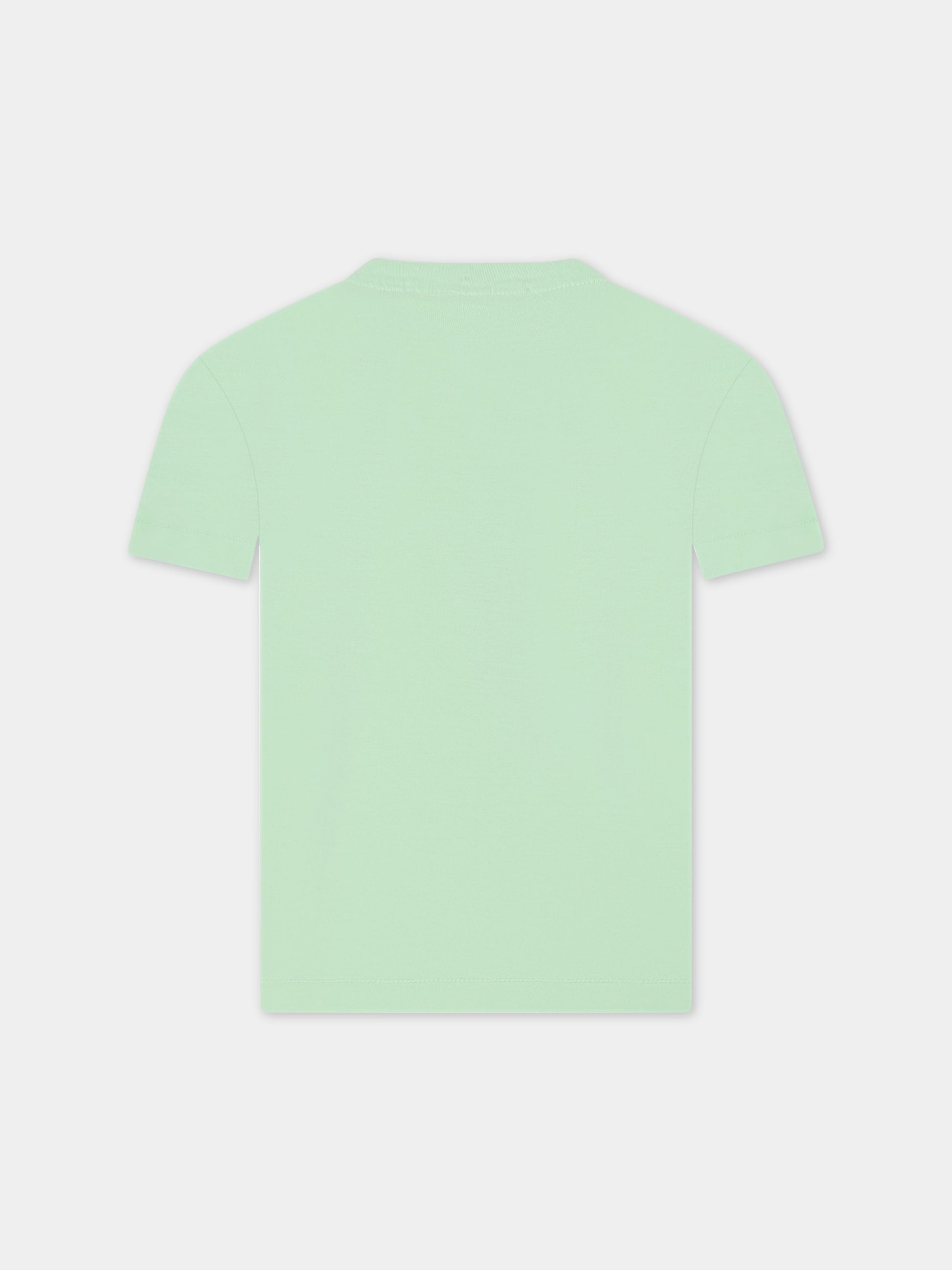 T-shirt verde per bambino con patch logato,Stone Island Junior,7816 203 47 V0052