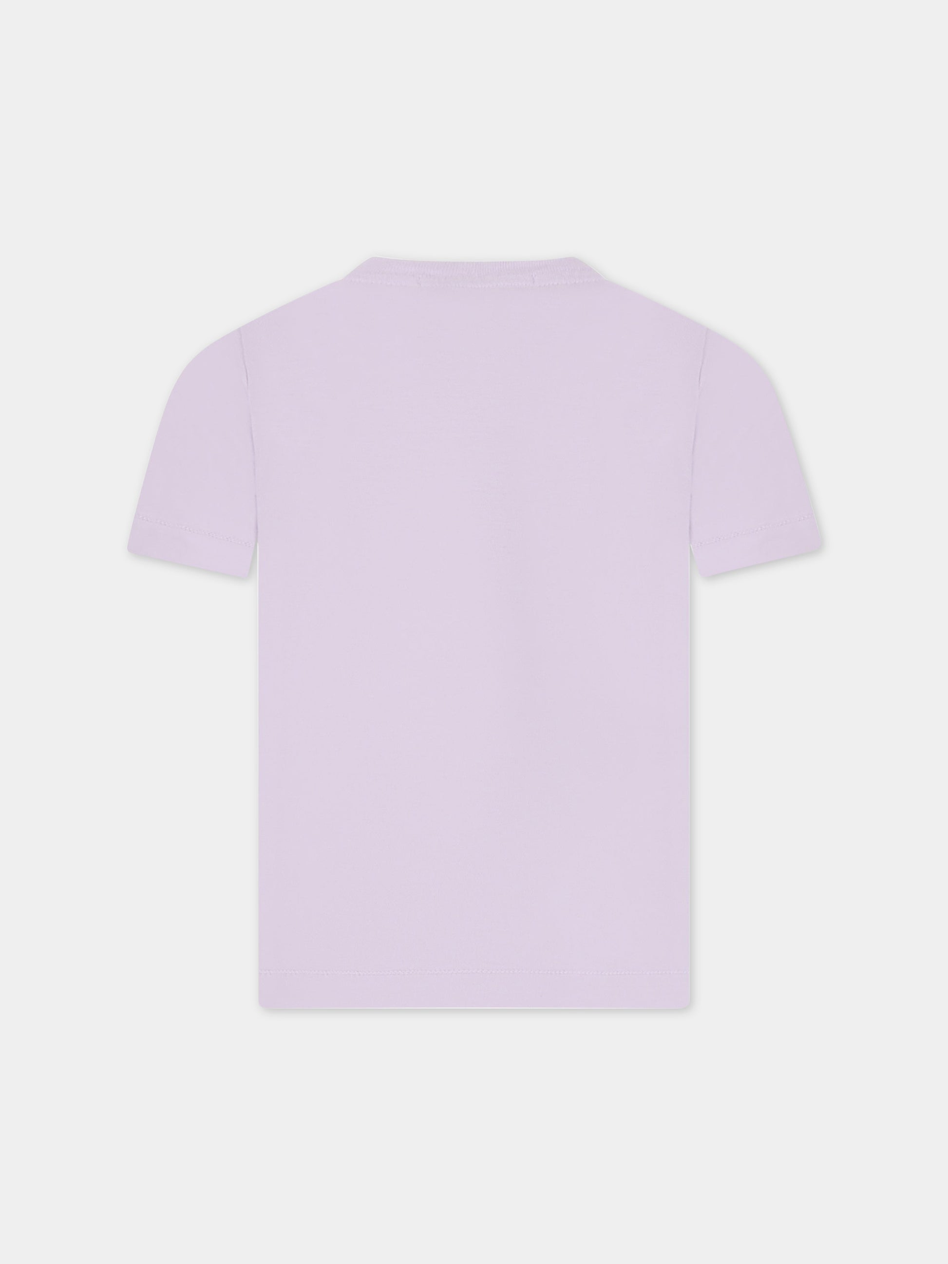 T-shirt viola per bambino con patch logato,Stone Island Junior,7816 203 47 V0088