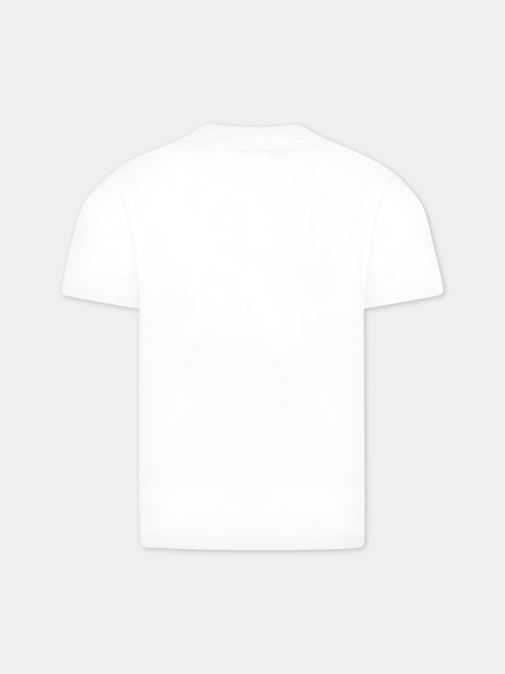 T-shirt bianca per bambino con iconica bussola,Stone Island Junior,7816 203 47 V0001