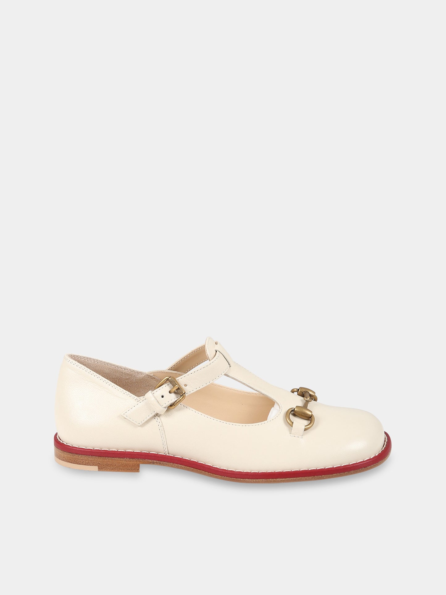 Ballerine avorio per bambina con iconico morsetto,Gucci Kids,725743 C9D00 9522