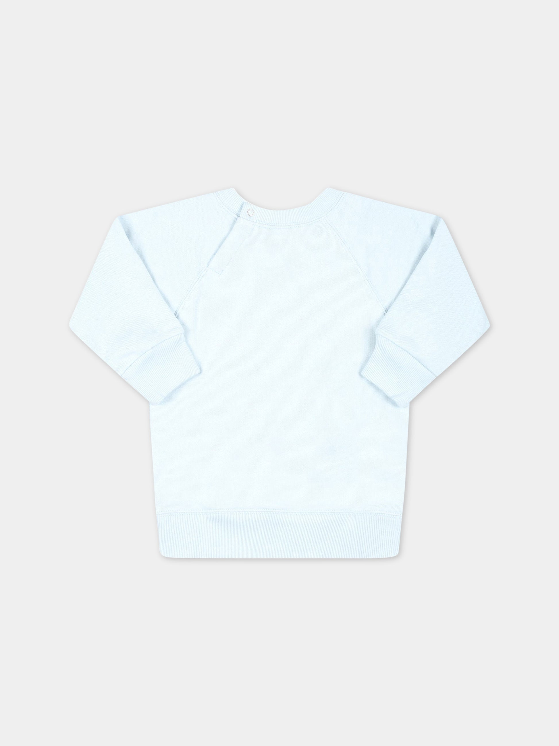 Felpa celeste per neonato con logo nero e animali,Gucci Kids,653687 XJEZX 4597