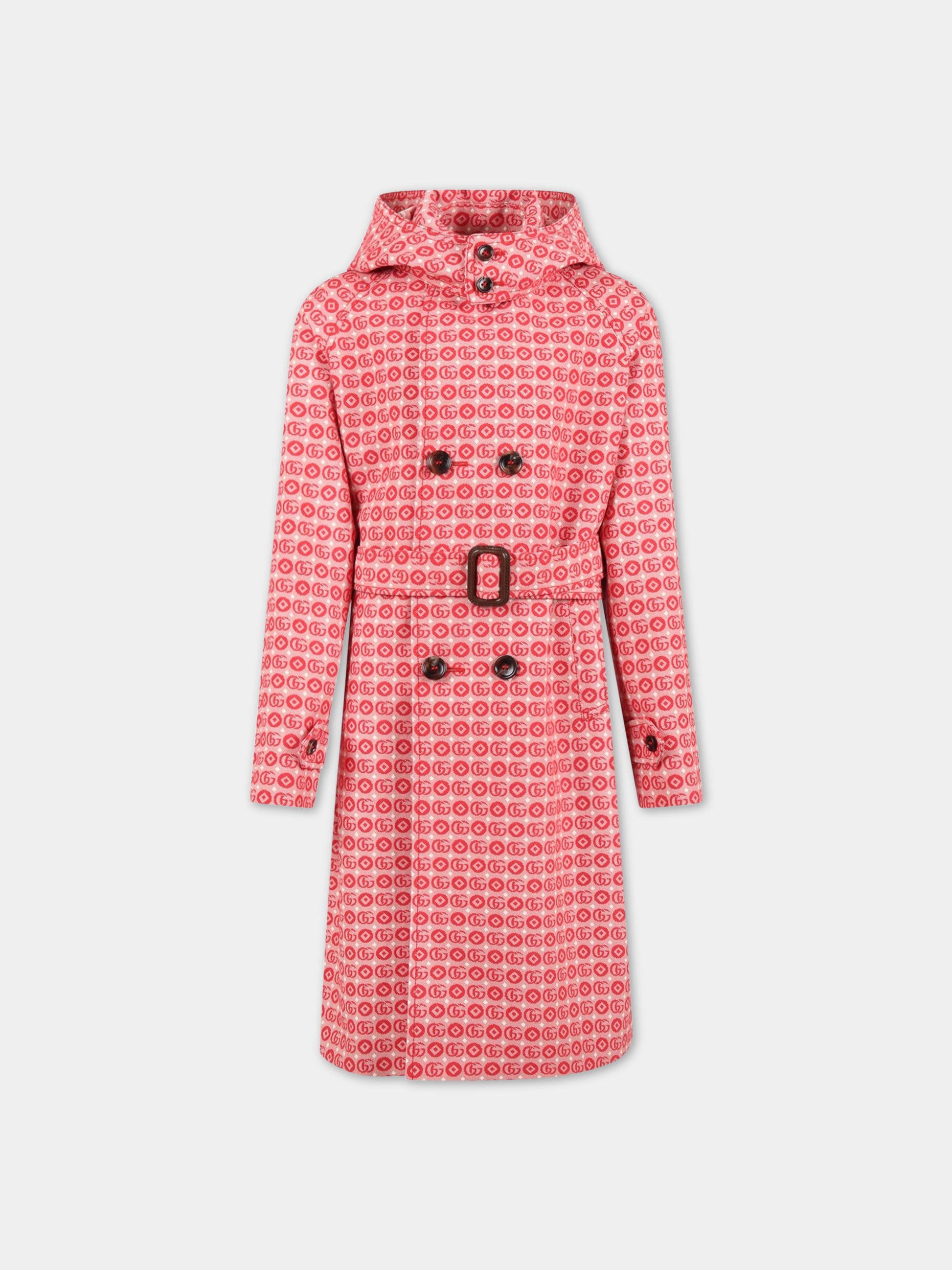 Cappotto rosso per bambina con GG,Gucci Kids,692672 XWATR 6193