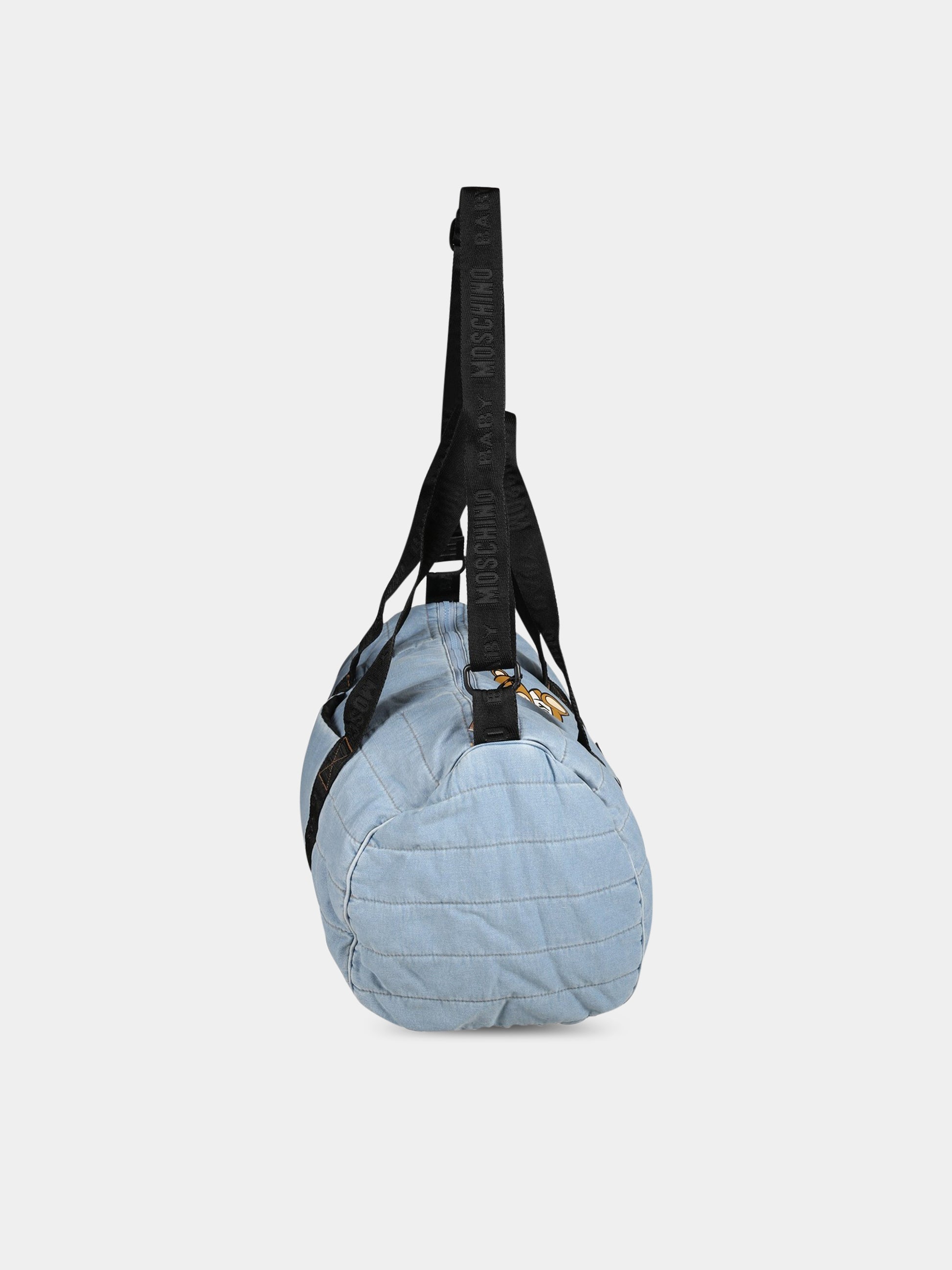 Borsa-mamma celeste per neonati con Teddy Bear e logo,Moschino Kids,MXX03P LDE13 40020