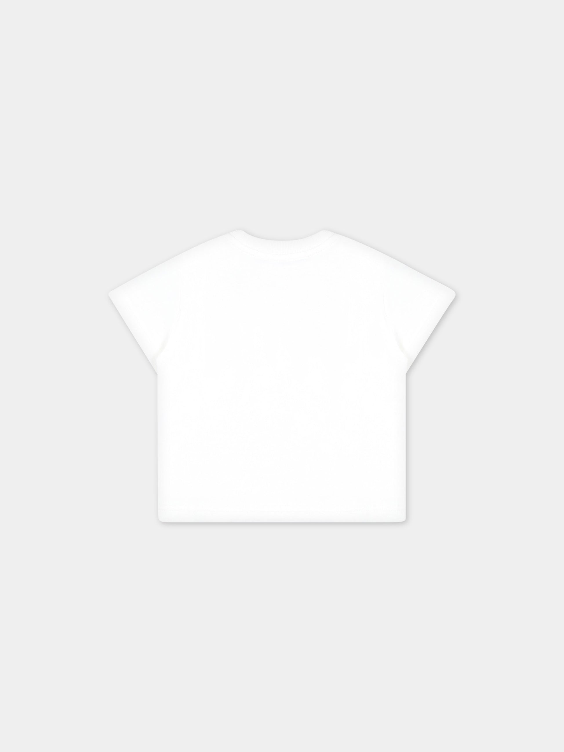 T-shirt bianca per neonati con Teddy Bear con miele,Moschino Kids,MQM032 LAA03 10063