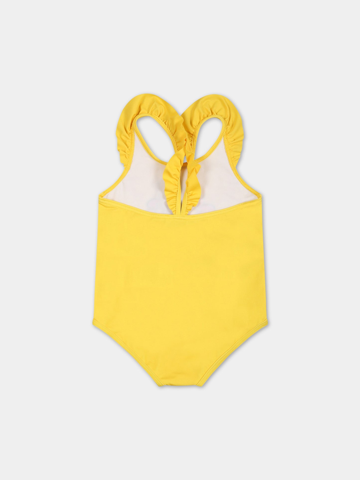 Costume giallo per neonata con Teddy bear e logo,Moschino Kids,MDL00L LKA00 50162