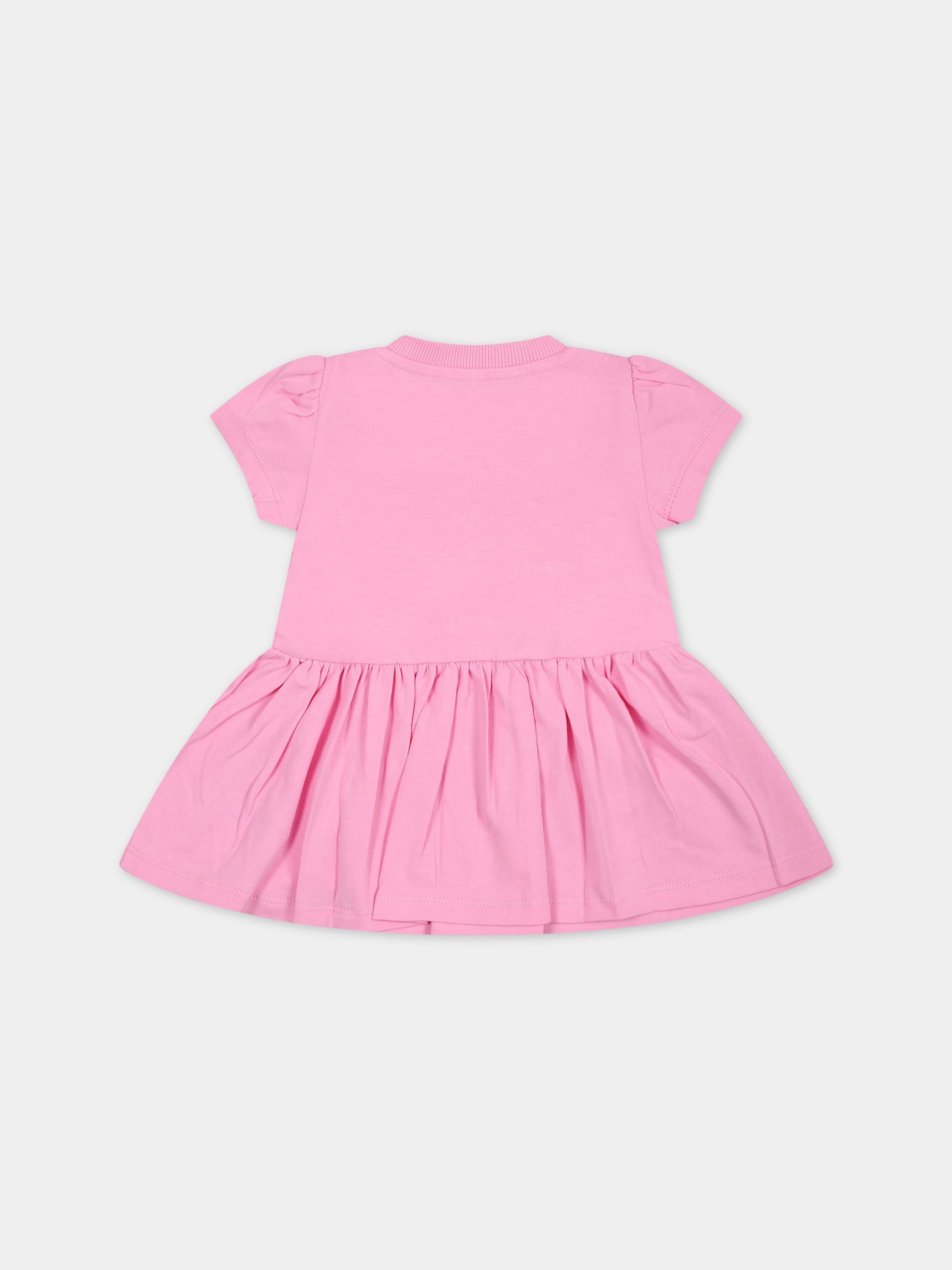 Vestito rosa per neonata con Teddy Bear e logo,Moschino Kids,MDV0AD LBA00 51473