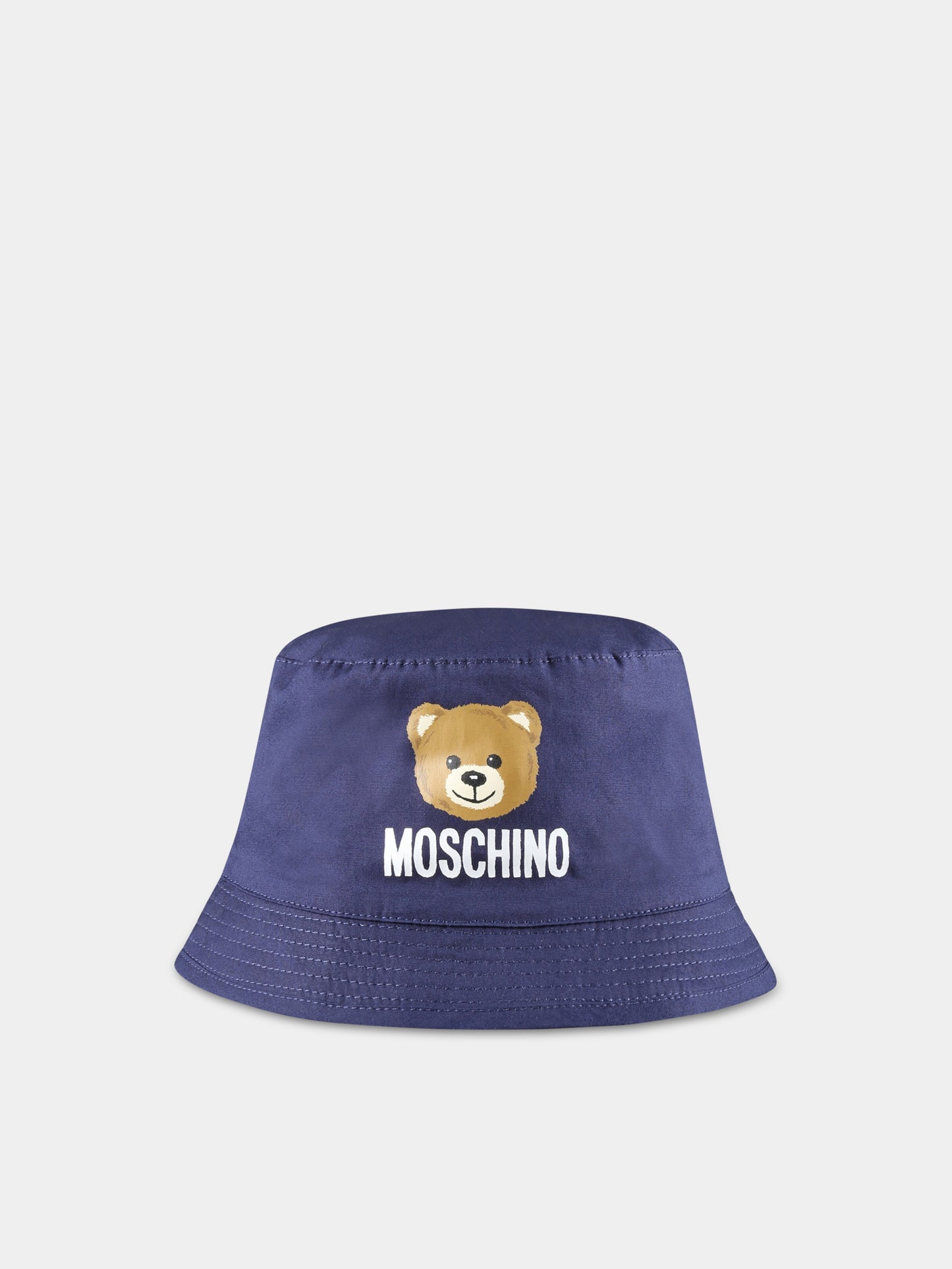 Cloche blu per neonato con Teddy Bear e logo,Moschino Kids,MMX04A LMA01 40016
