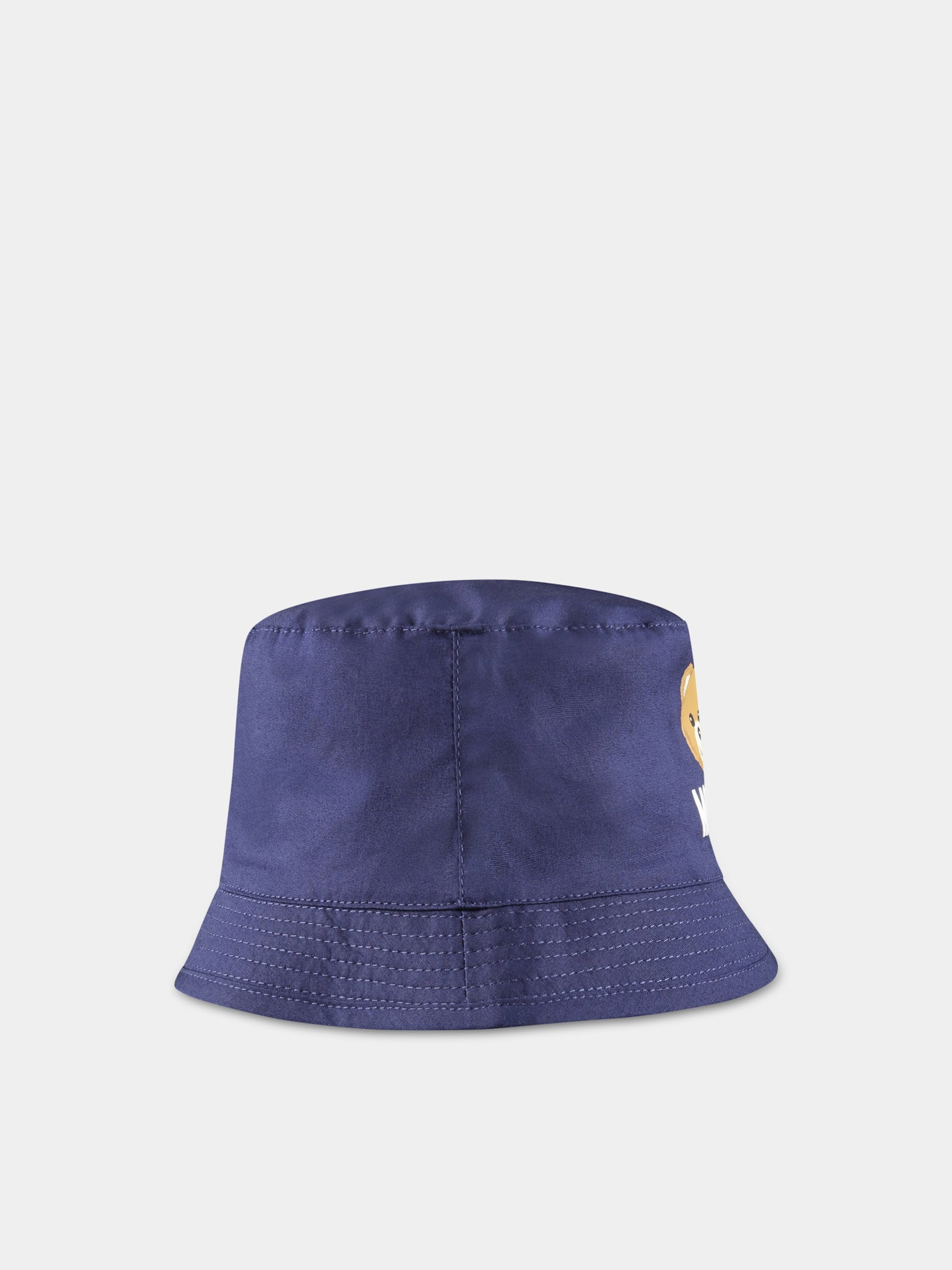 Cloche blu per neonato con Teddy Bear e logo,Moschino Kids,MMX04A LMA01 40016