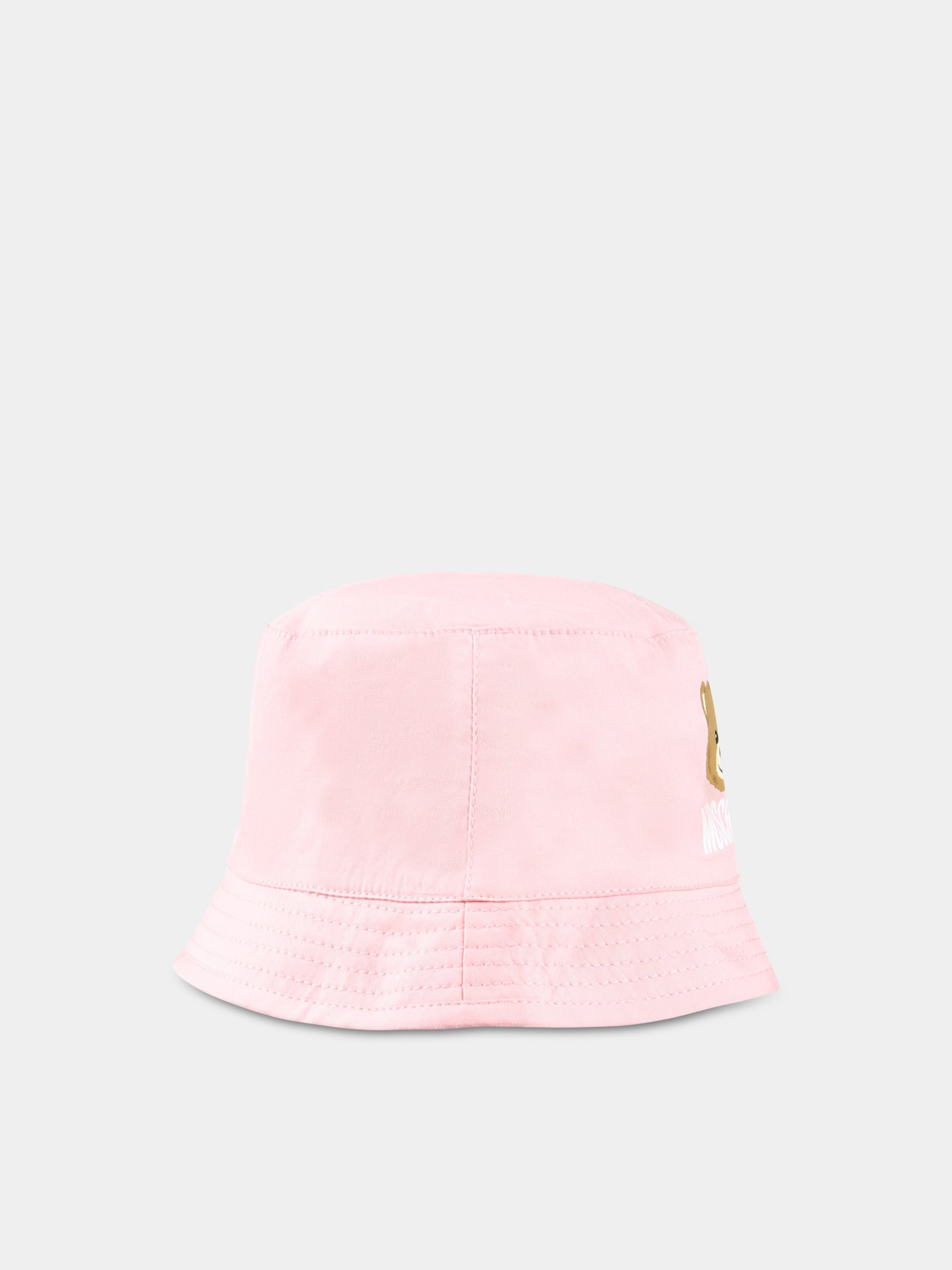 Cloche rosa per neonata con Teddy Bear e logo,Moschino Kids,MMX04A LMA01 50209