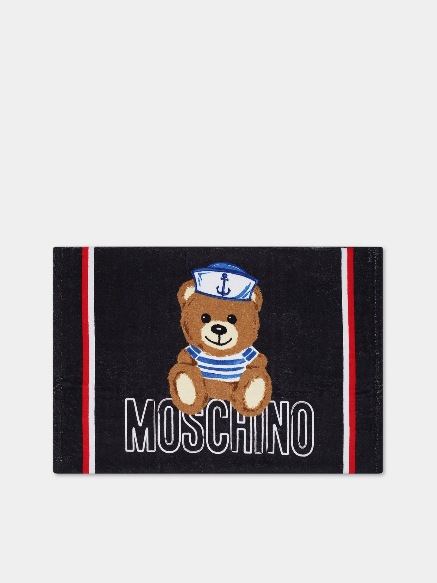 Telo-mare blu per bambini con Teddy Bear e logo,Moschino Kids,HOX01B LGA15 40016