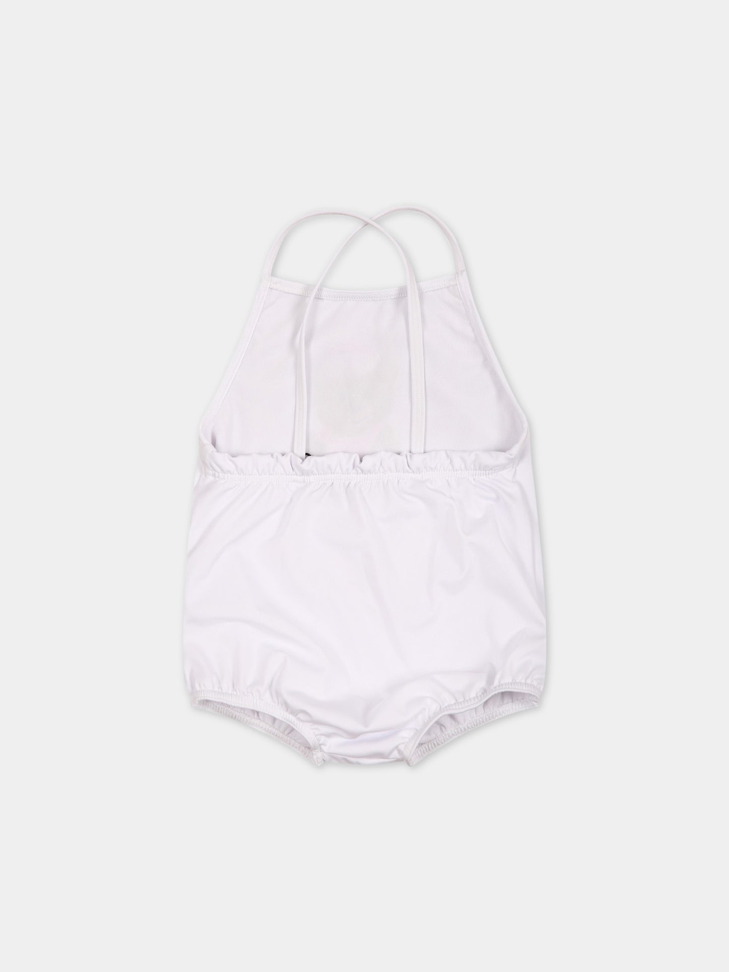 Costume bianco per neonata con Teddy Bear e logo,Moschino Kids,MDL00K LKA00 10101