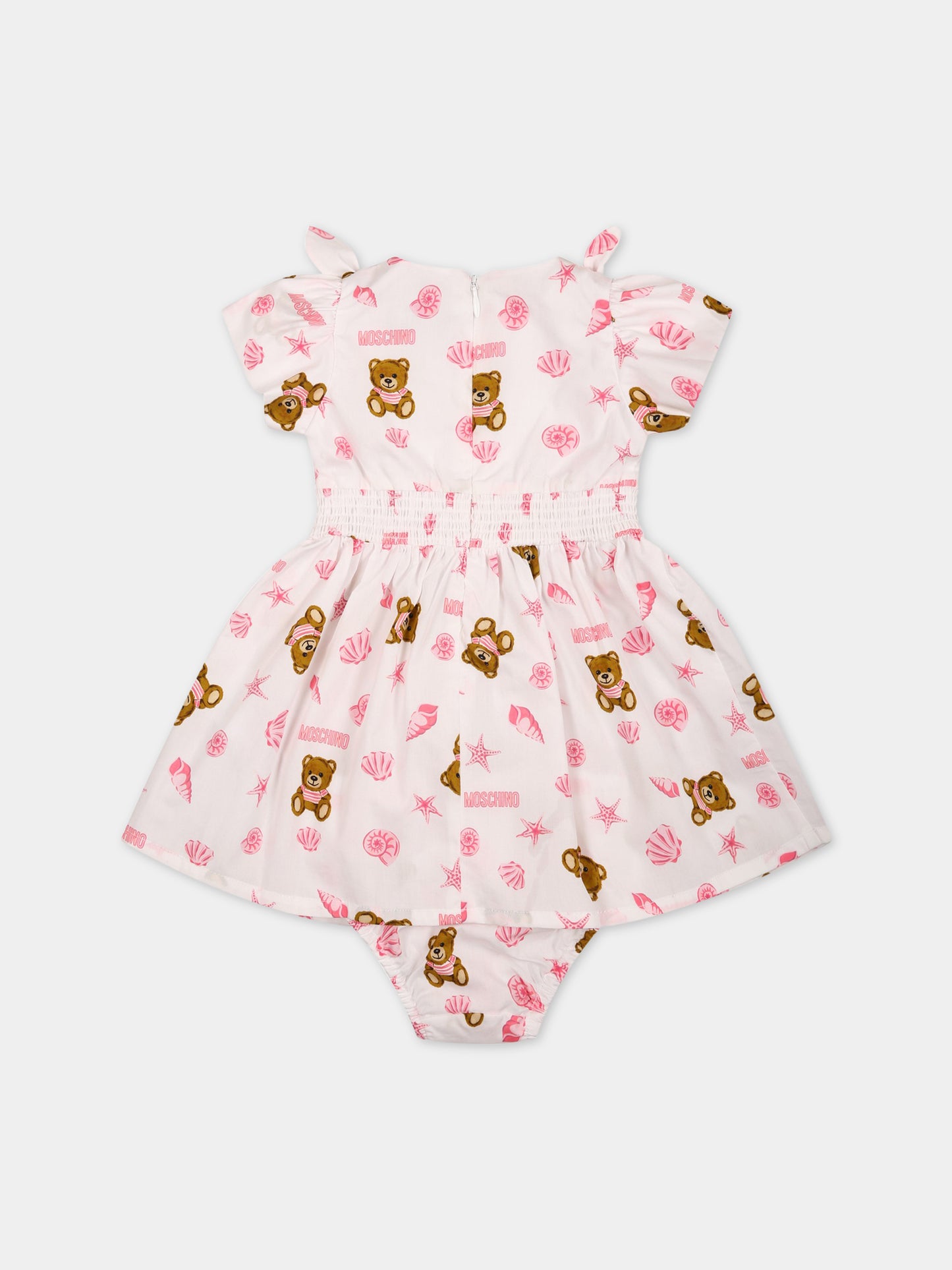 Set bianco per neonata con Teddy Bear e stampa,Moschino Kids,MDV0A8 LLB25 86801