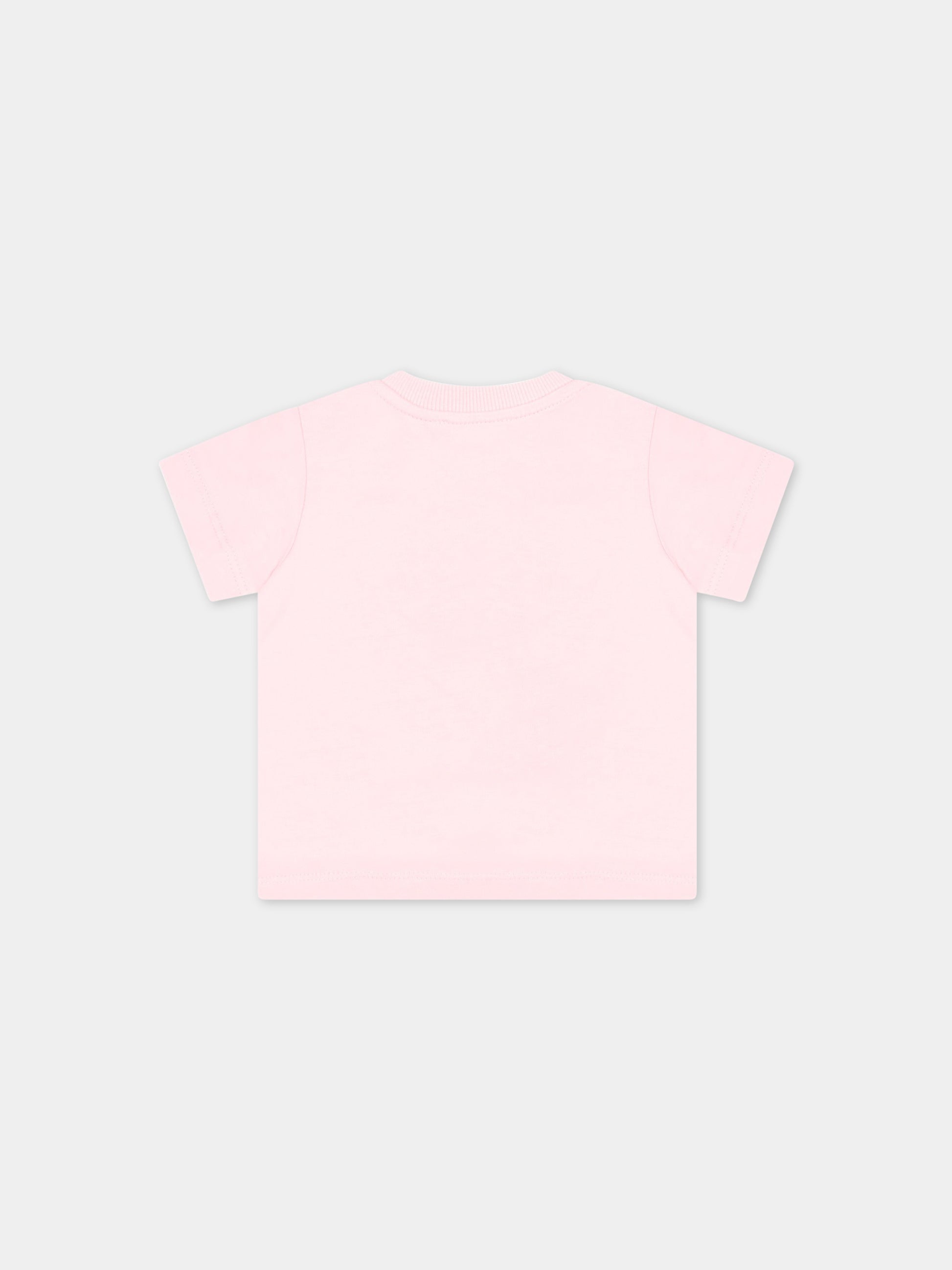 T-shirt rosa per neonata con Teddy Bear e logo,Moschino Kids,MOM032 LAA03 50209
