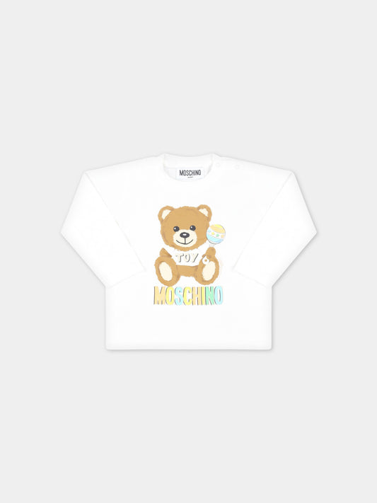 T-shirt bianca per neonati con Teddy Bear con gioco,Moschino Kids,MSO00D LAA03 10063