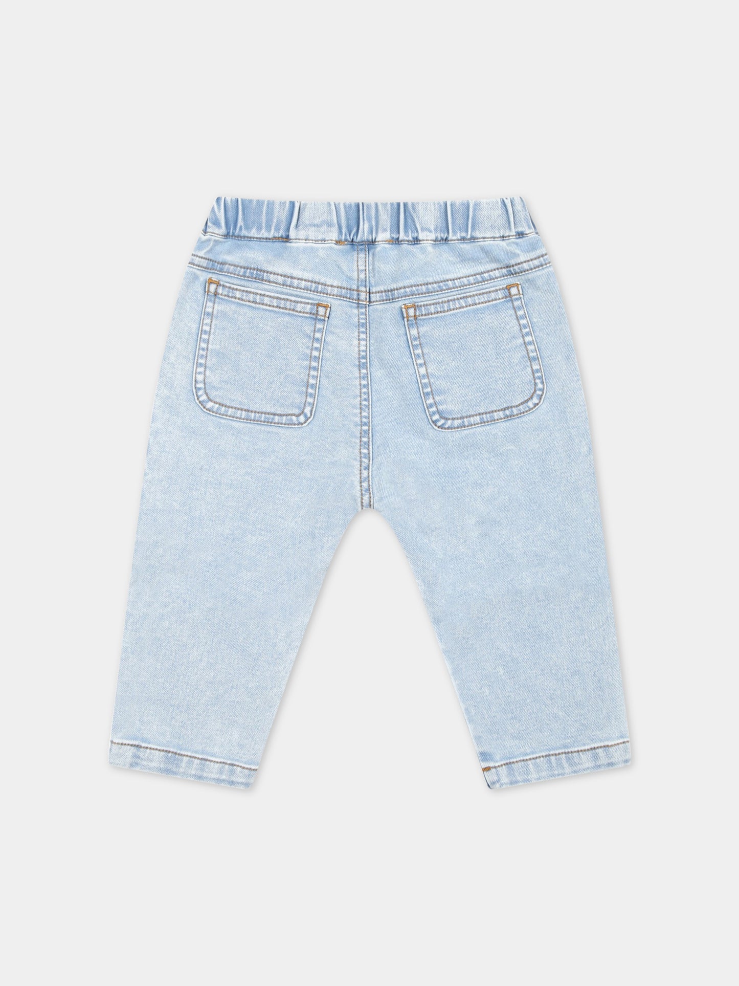 Jeans celeste per neonato con Teddy Bear,Moschino Kids,MUP04E LDE13 40018