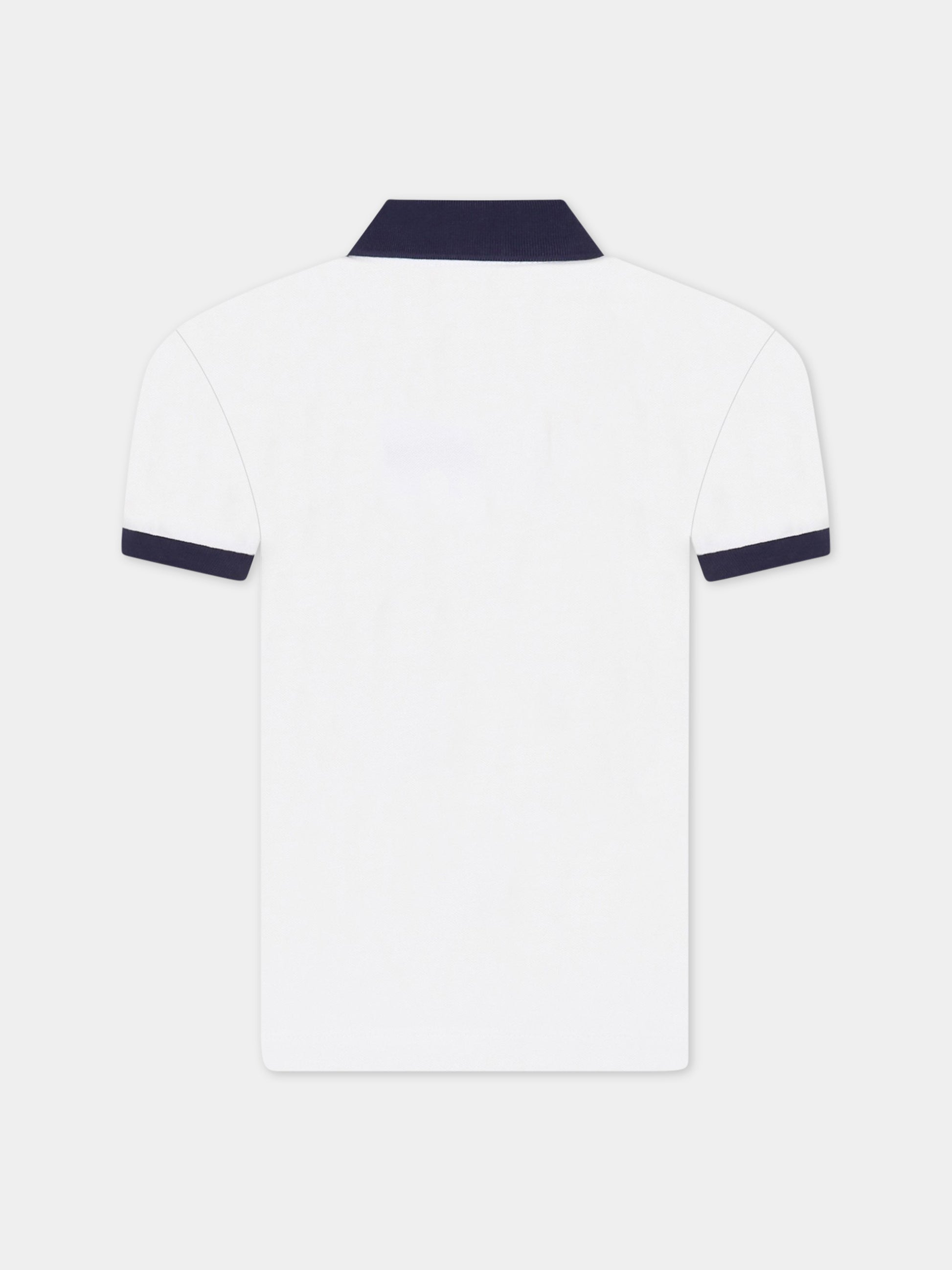 Polo bianca per bambino con stampa e Teddy Bear,Moschino Kids,HMM03Y LFA01 10101