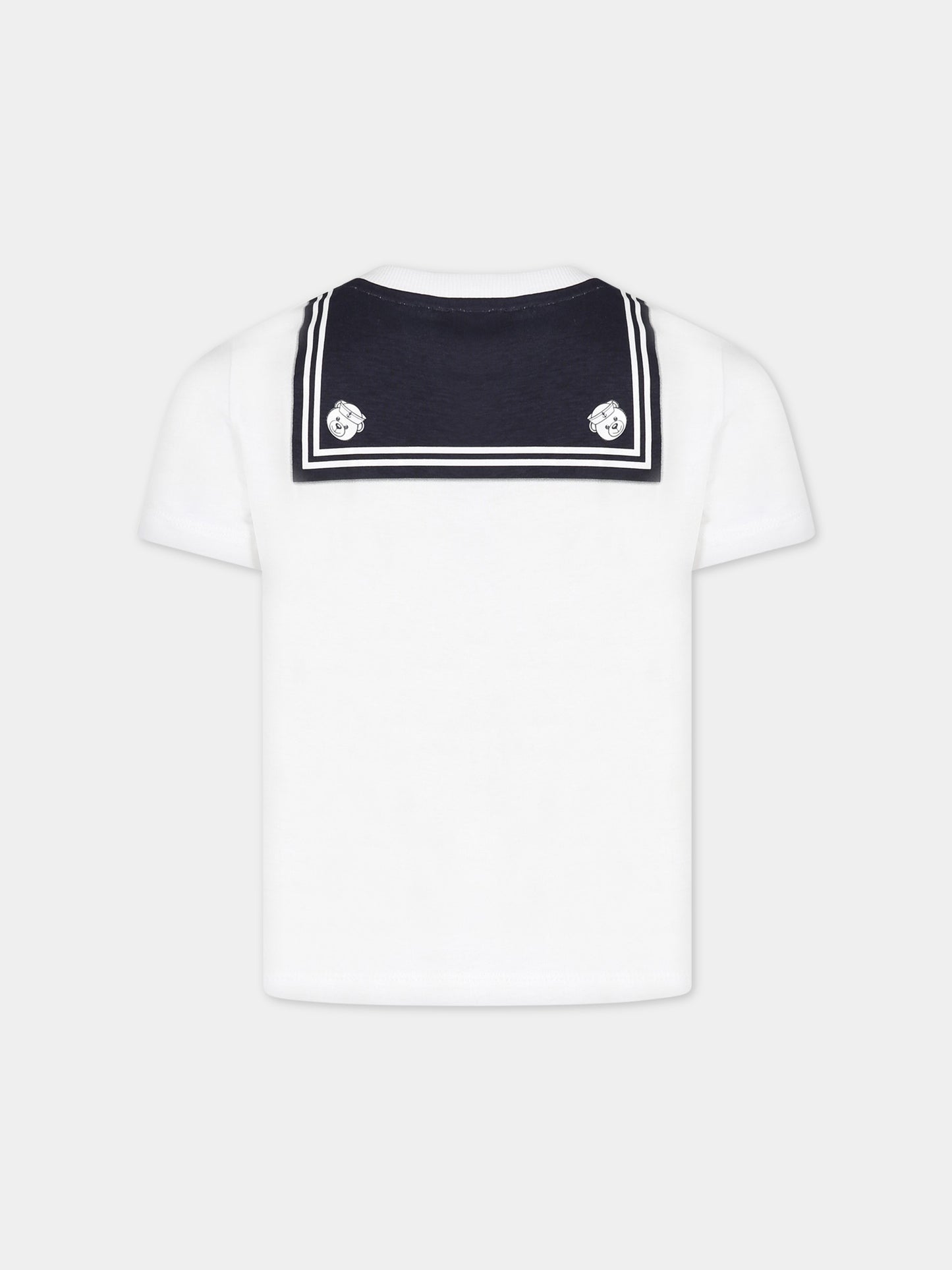 T-shirt bianca per bambino con logo,Moschino Kids,HTM03L LAA02 10101