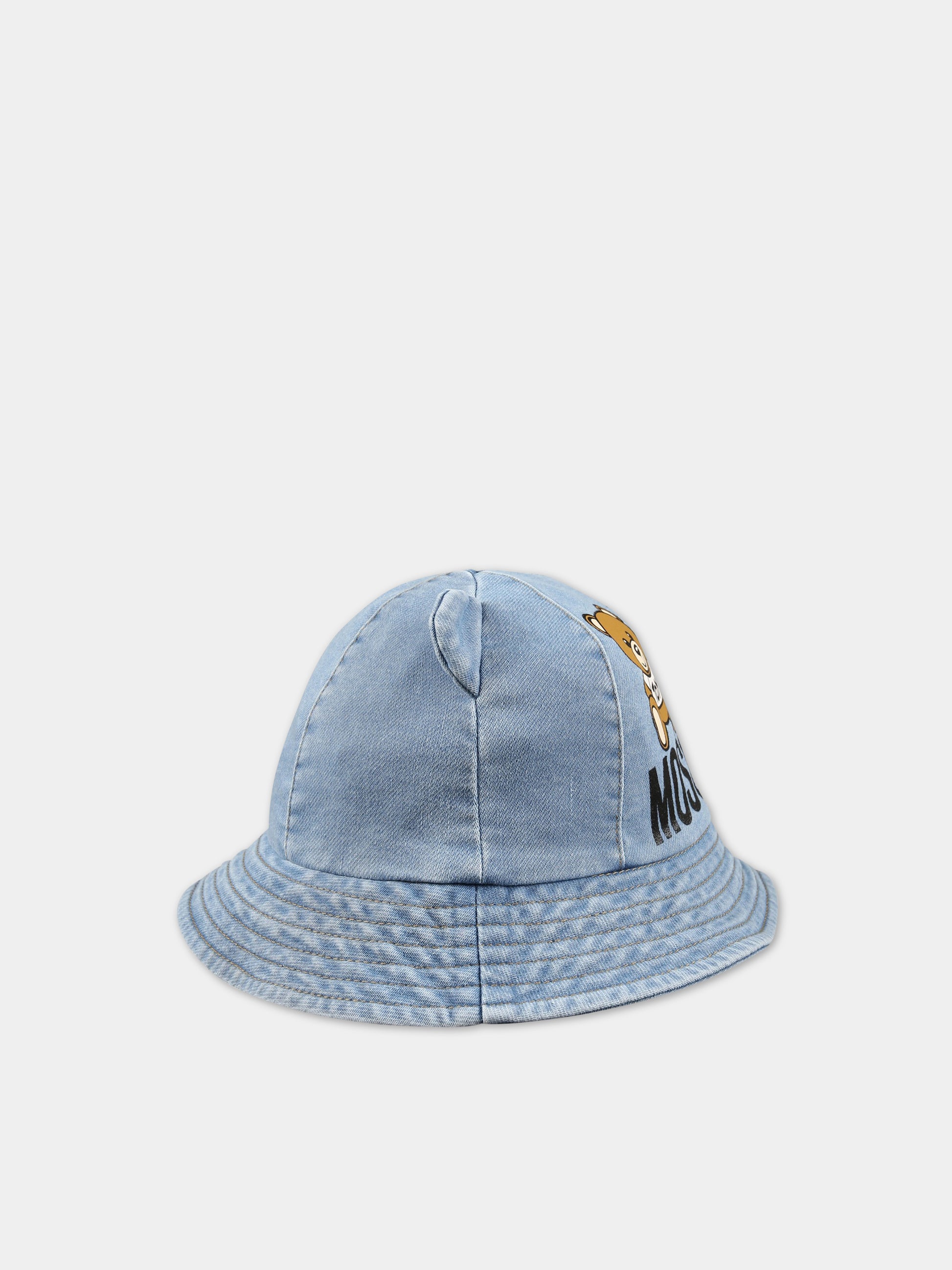 Cloche blu per neonato con stampa Teddy Bear,Moschino Kids,MUX04B LDE13 40020