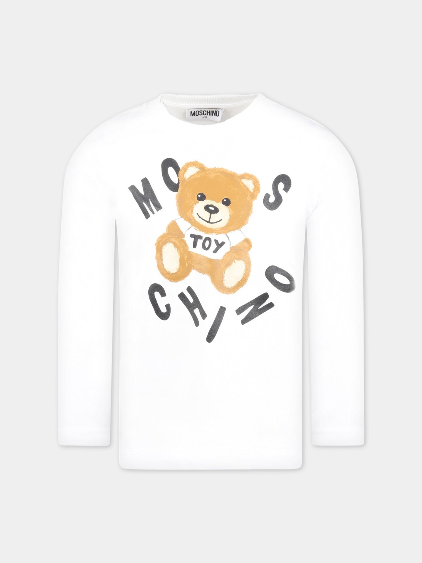 T-shirt bianca per bambini con Teddy Bear,Moschino Kids,HUO00Q LAA23 10101