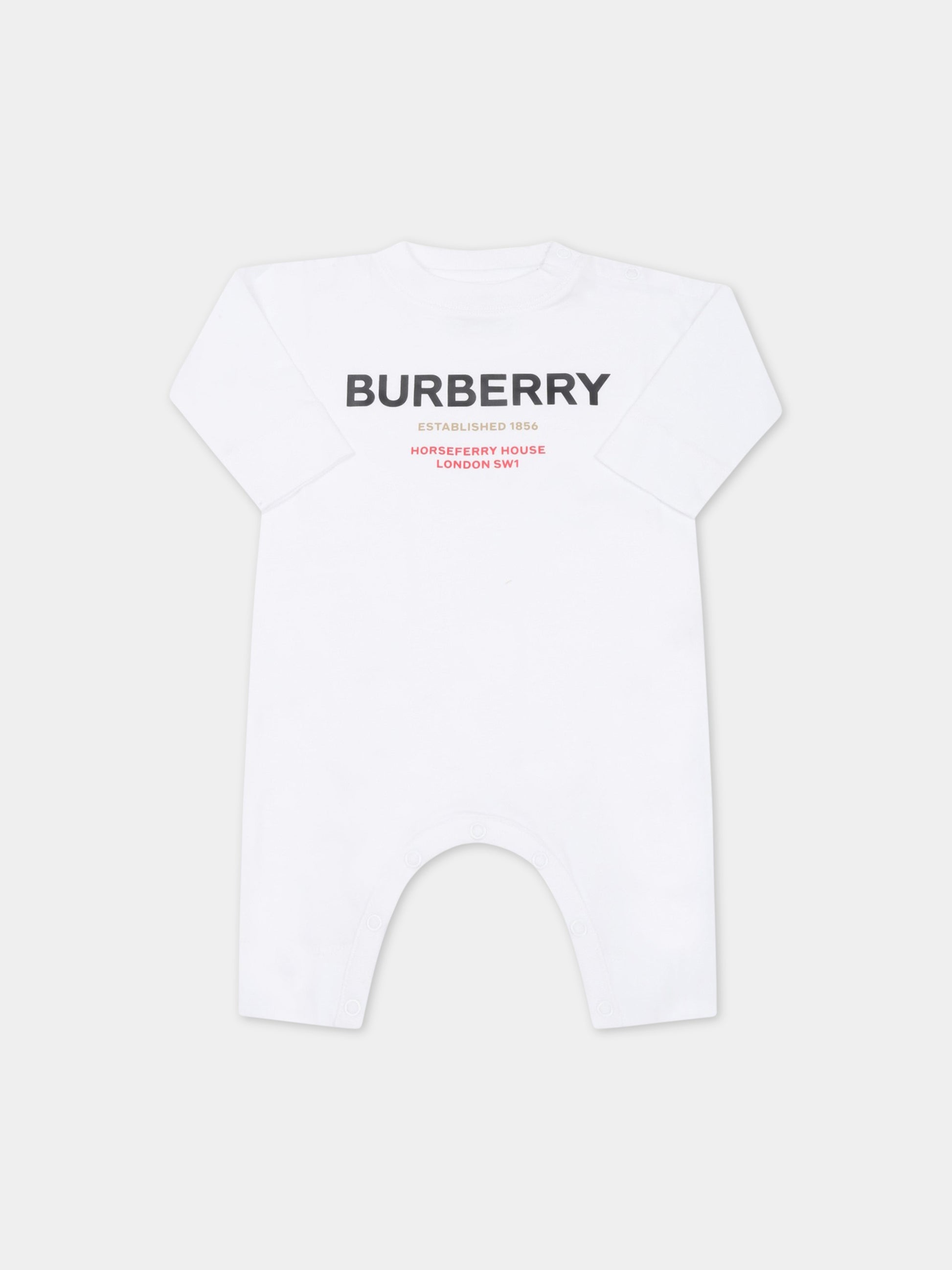 Tutina bianca per neonati con brand name,Burberry Kids,8064745