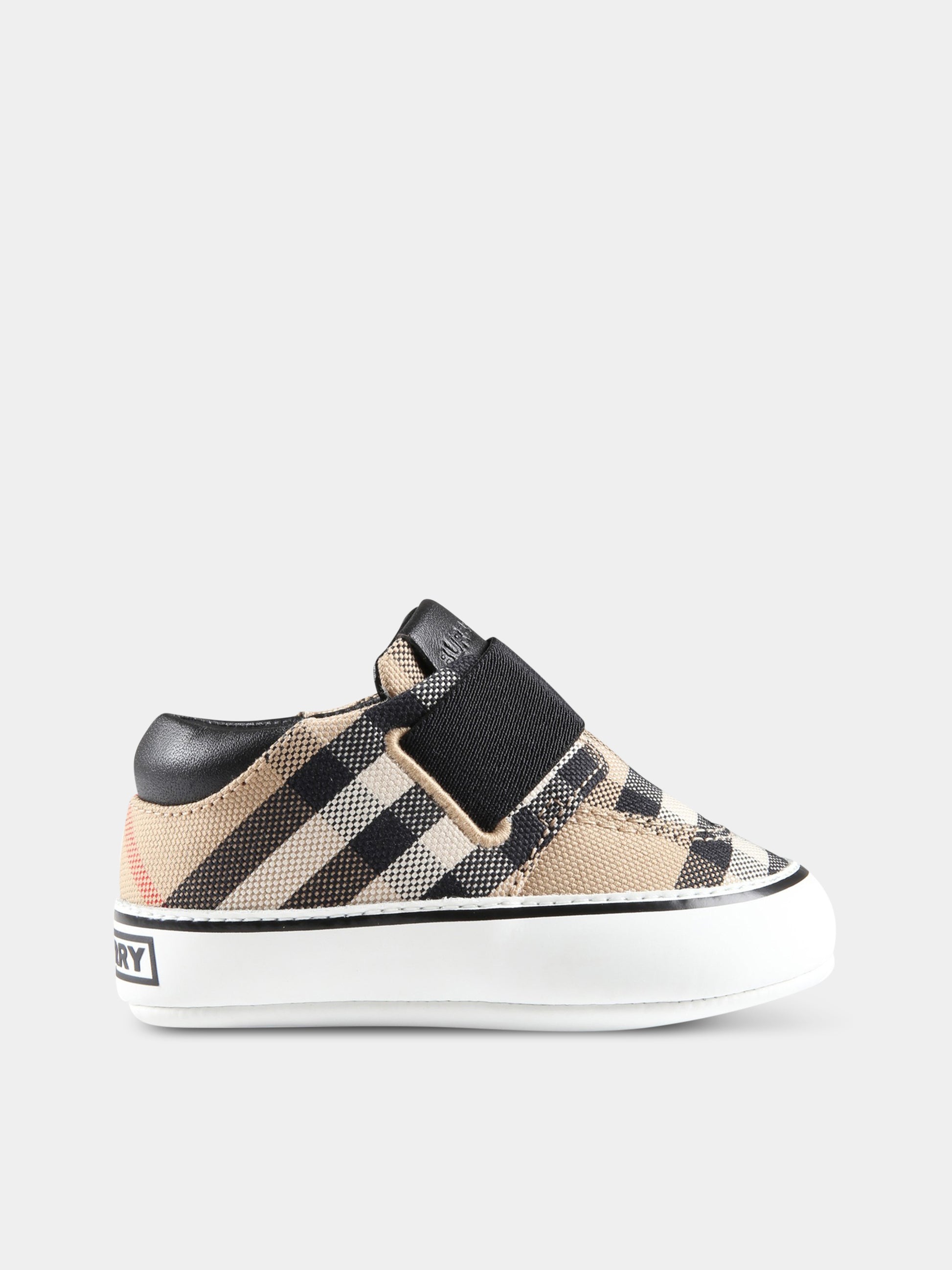 Sneakers beige per neonato con check vintage,Burberry Kids,8060616