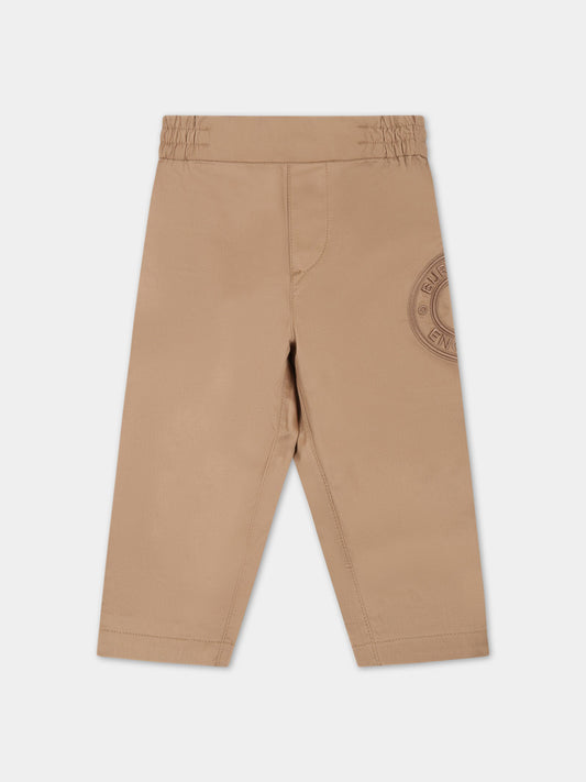 Pantalone beige per neonato con logo,Burberry Kids,8061989