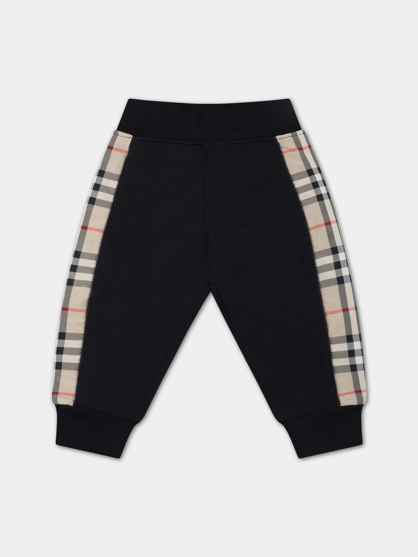Pantaloni neri da tuta per neonato con check vintage,Burberry Kids,8061445