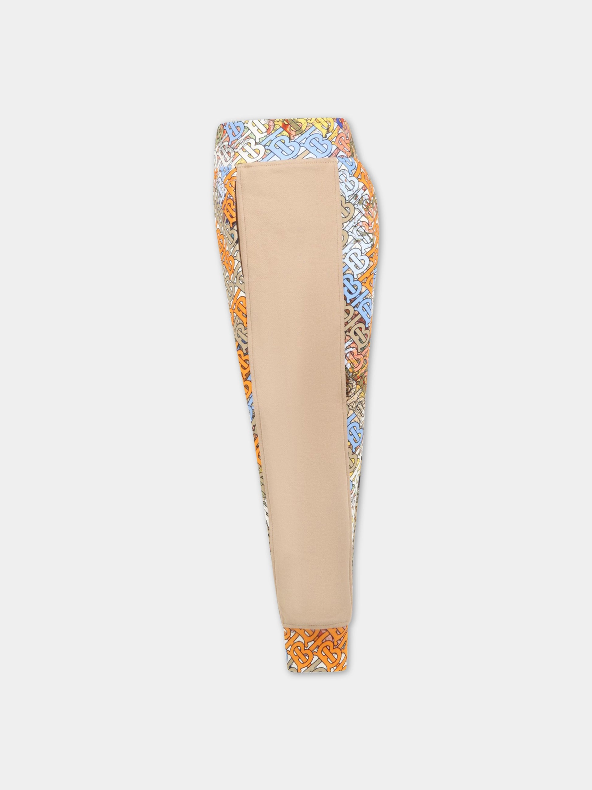 Pantaloni beige fa tuta per bambino con monogramma TB,Burberry Kids,8062184