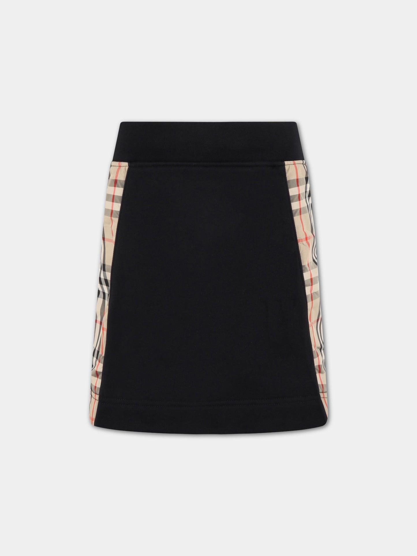 Gonna nera per bambina con check vintage,Burberry Kids,8061441