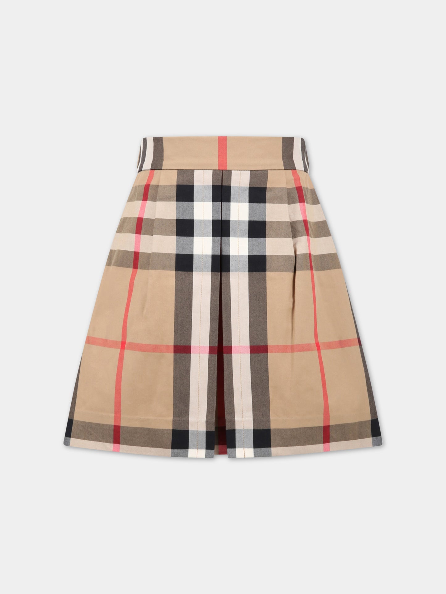 Gonna beige per bambina con check vintage,Burberry Kids,8061826