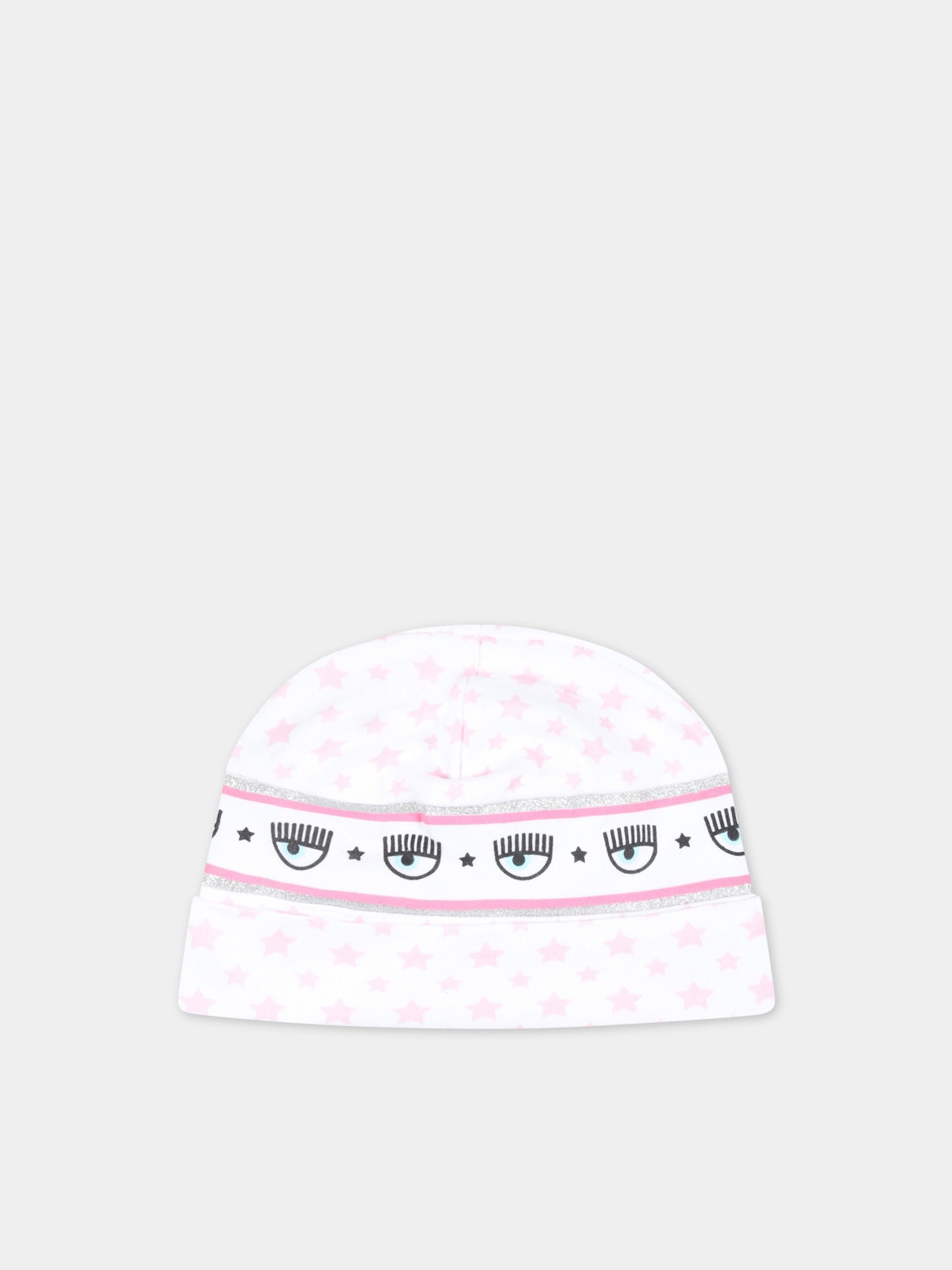 Cappello bianco per neonata con occhiolini,Chiara Ferragni Collection,55A000 1001 9990