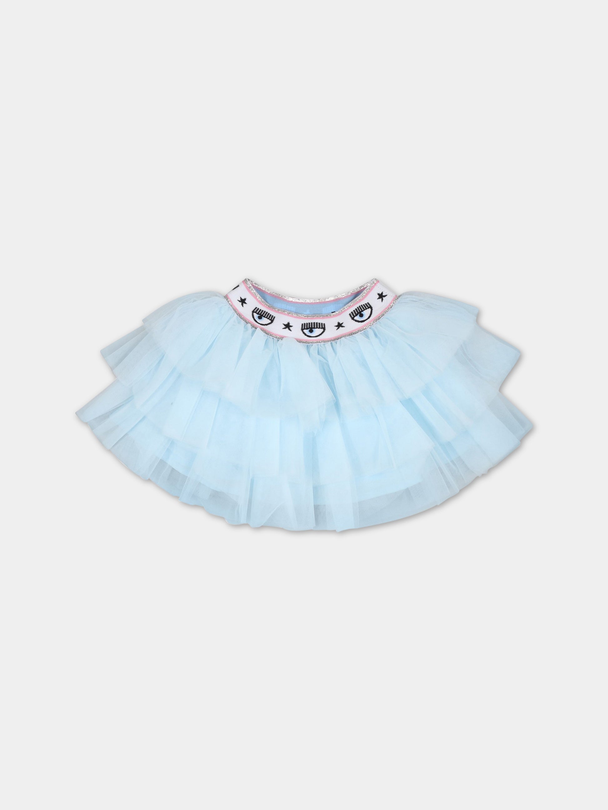 Gonna celeste per neonata con occhiolini,Chiara Ferragni Collection,53A700 T9945 0085