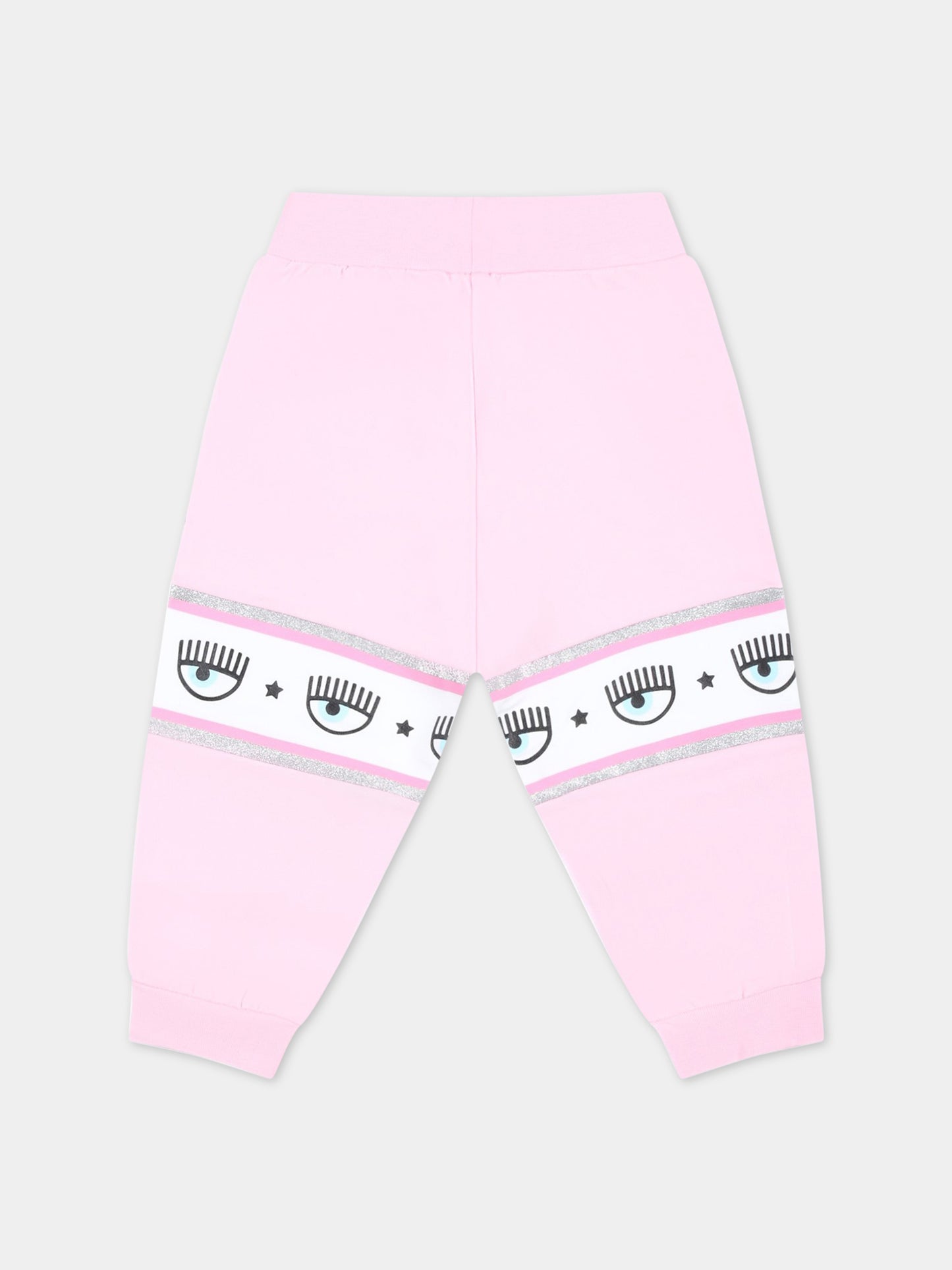 Pantaloni rosa da tuta per neonata con iconico occhiolino,Chiara Ferragni Collection,53A400 1040 0090
