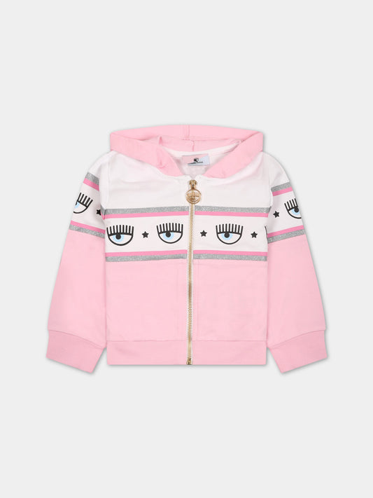 Felpa rosa per neonata con iconici occhiolini,Chiara Ferragni Collection,53A800 1040 0090