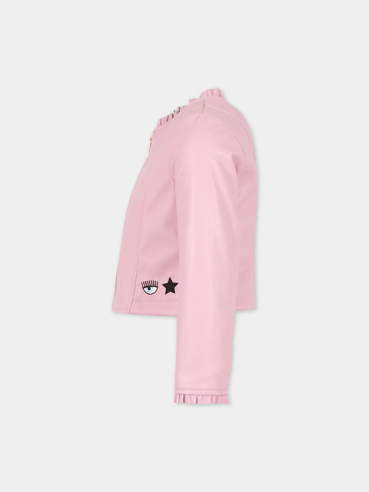 Giacca rosa per bambina con occhiolino,Chiara Ferragni Collection,51A103 1404 0090