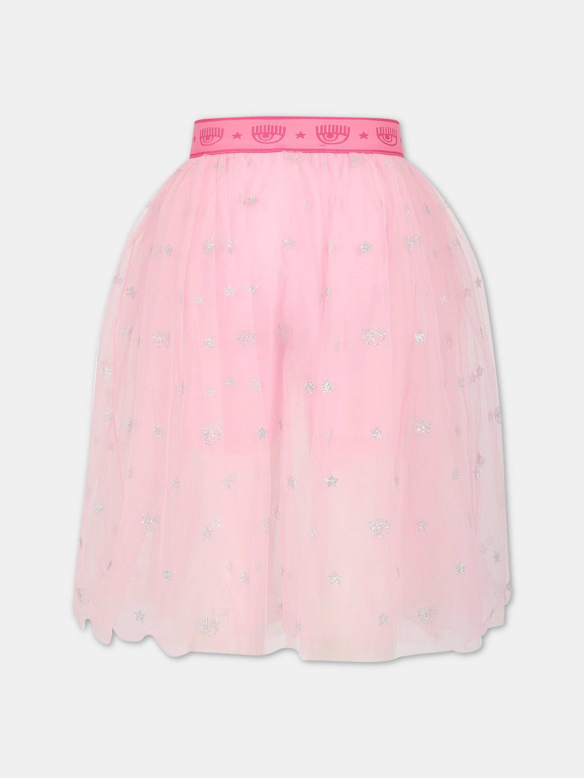 Gonna rosa per bambina con occhiolini,Chiara Ferragni Collection,51A705 1906 9075