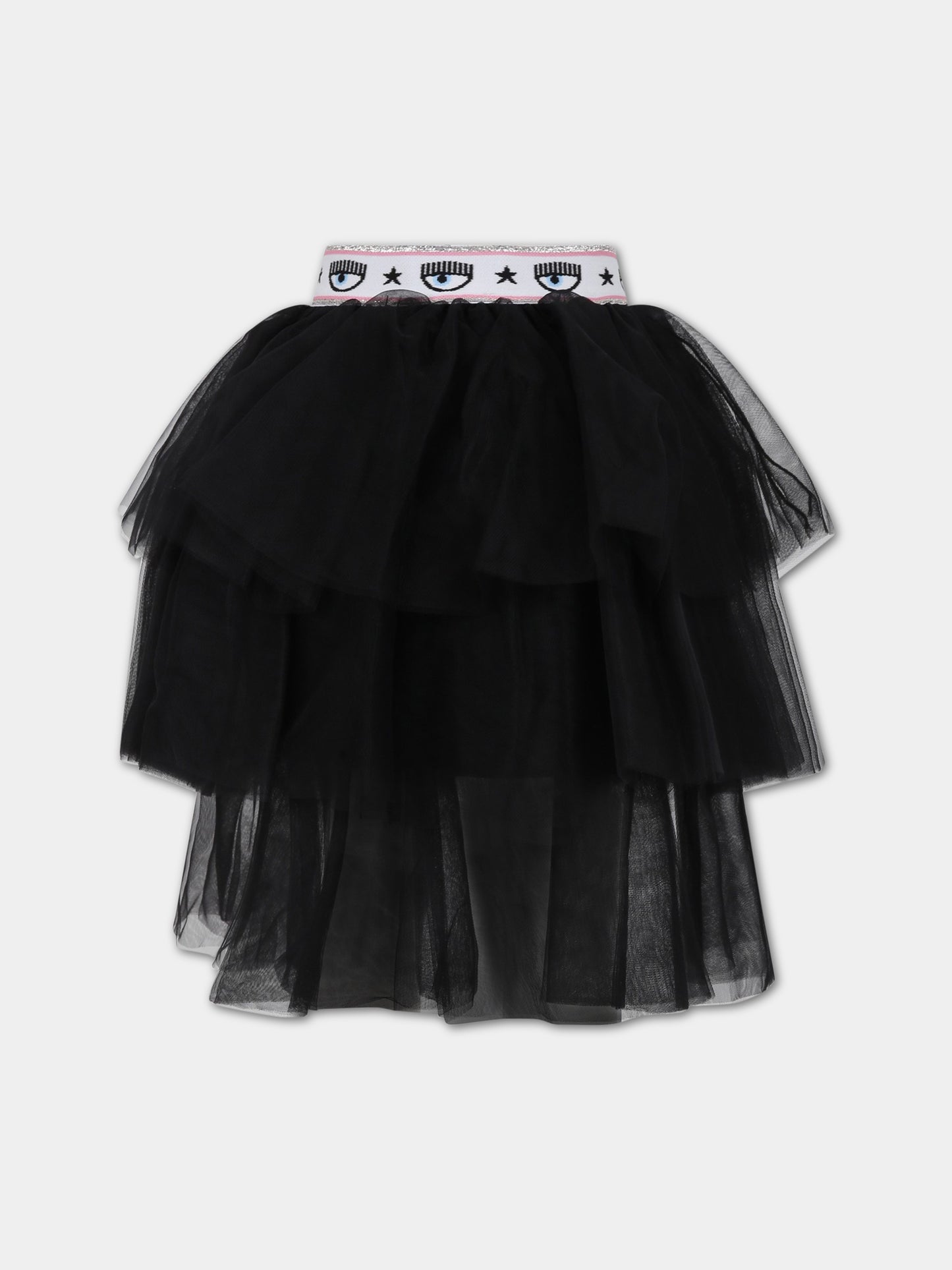 Gonna nera per bambina con iconici occhiolini,Chiara Ferragni Collection,51A700 T9945 0050