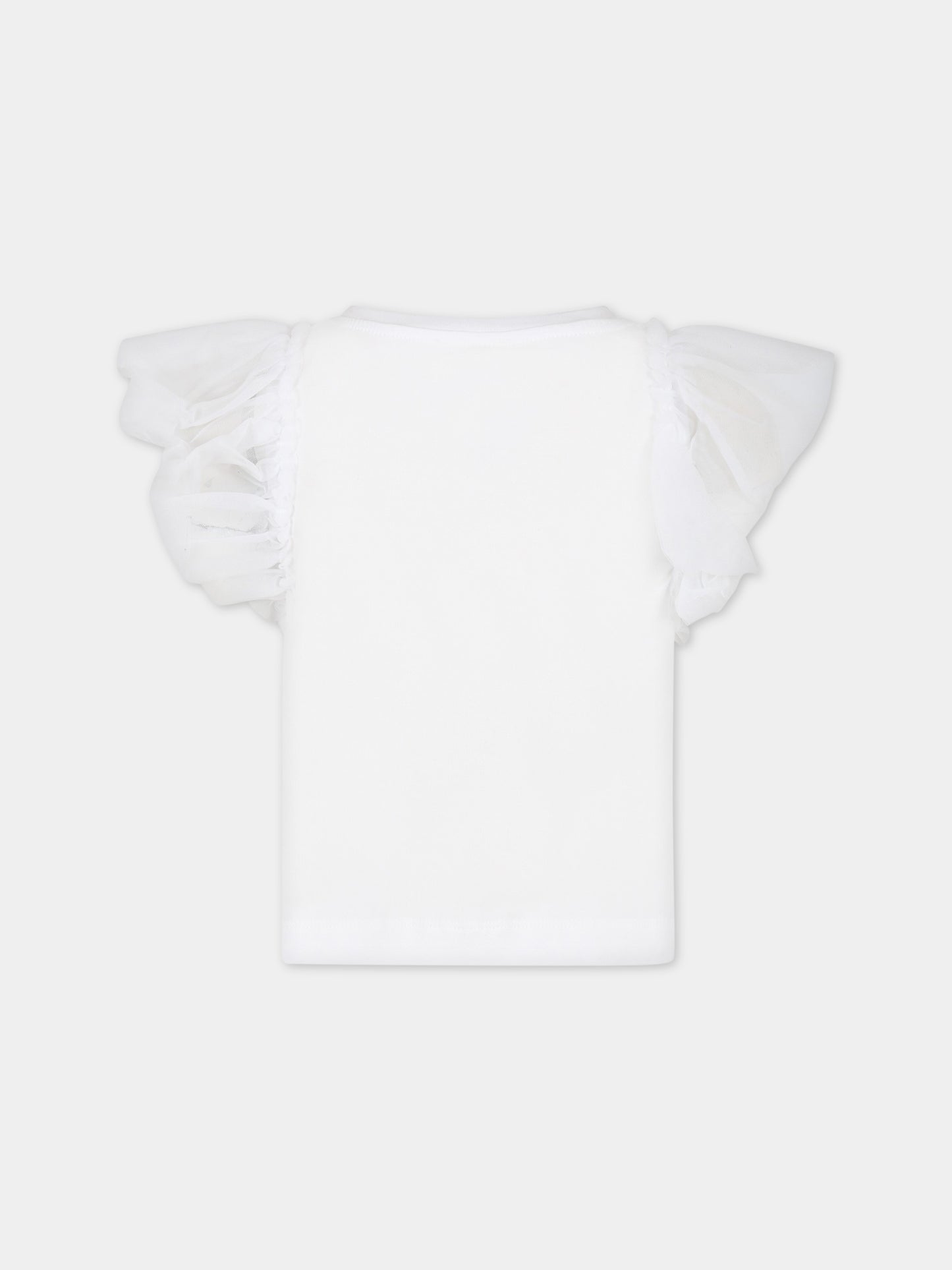 T-shirt bianca per bambina con iconici occhiolini e stelle,Chiara Ferragni Collection,51A607 1201 0099