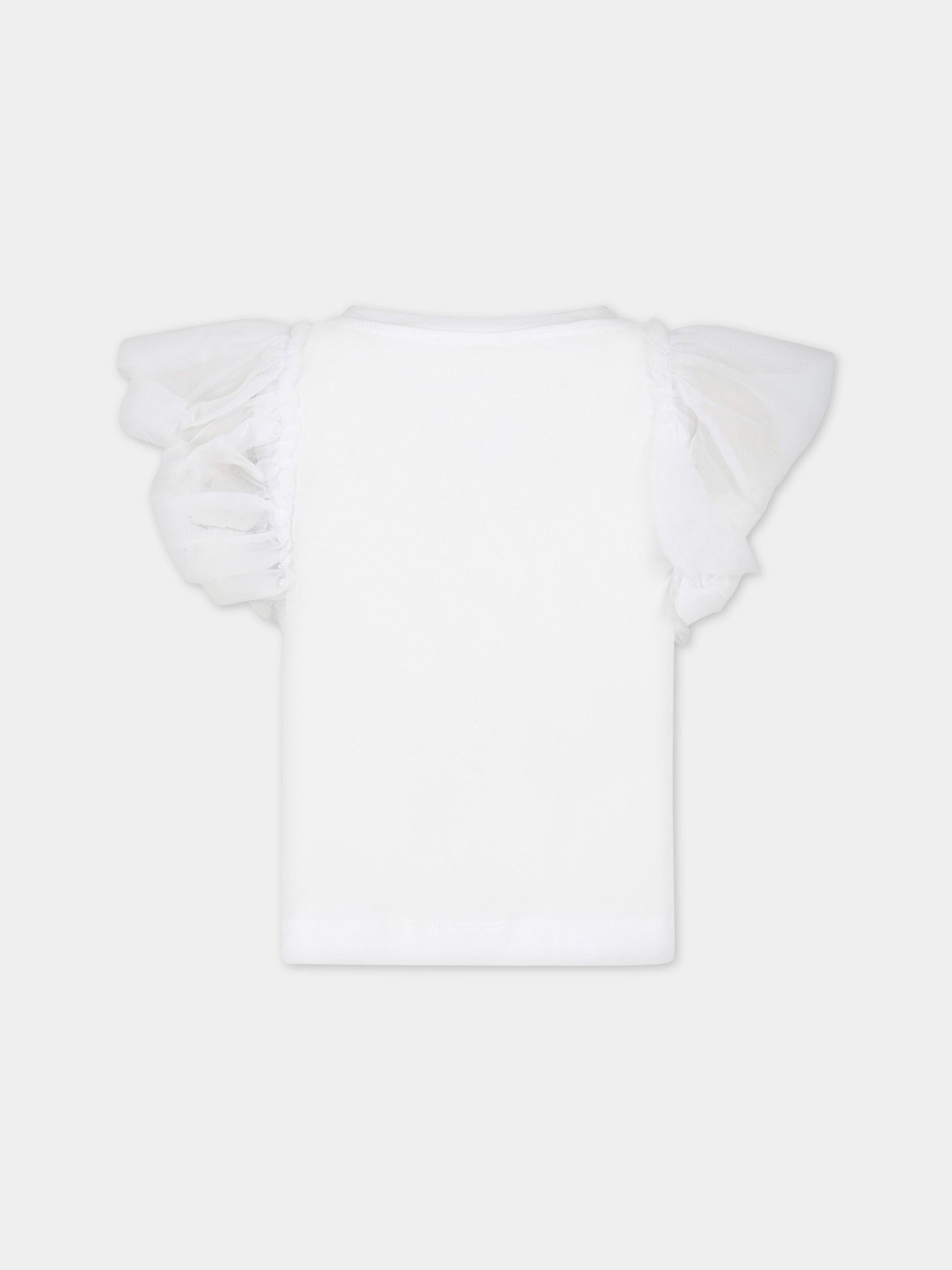 T-shirt bianca per bambina con iconici occhiolini e stelle,Chiara Ferragni Collection,51A607 1201 0099